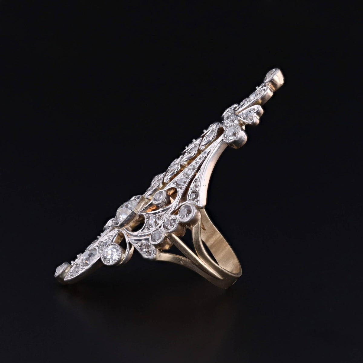 Belle Epoque Diamond Ring of Platinum and 14k Gold - Trademark Antiques