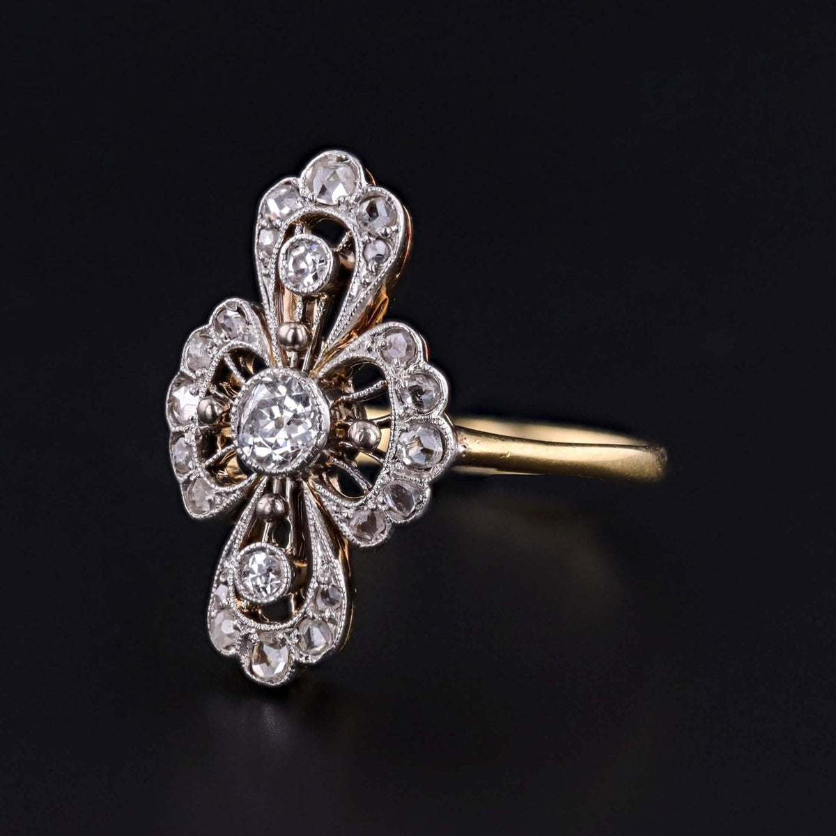 Belle Epoque Diamond Ring of Platinum and 18k Gold - Trademark Antiques