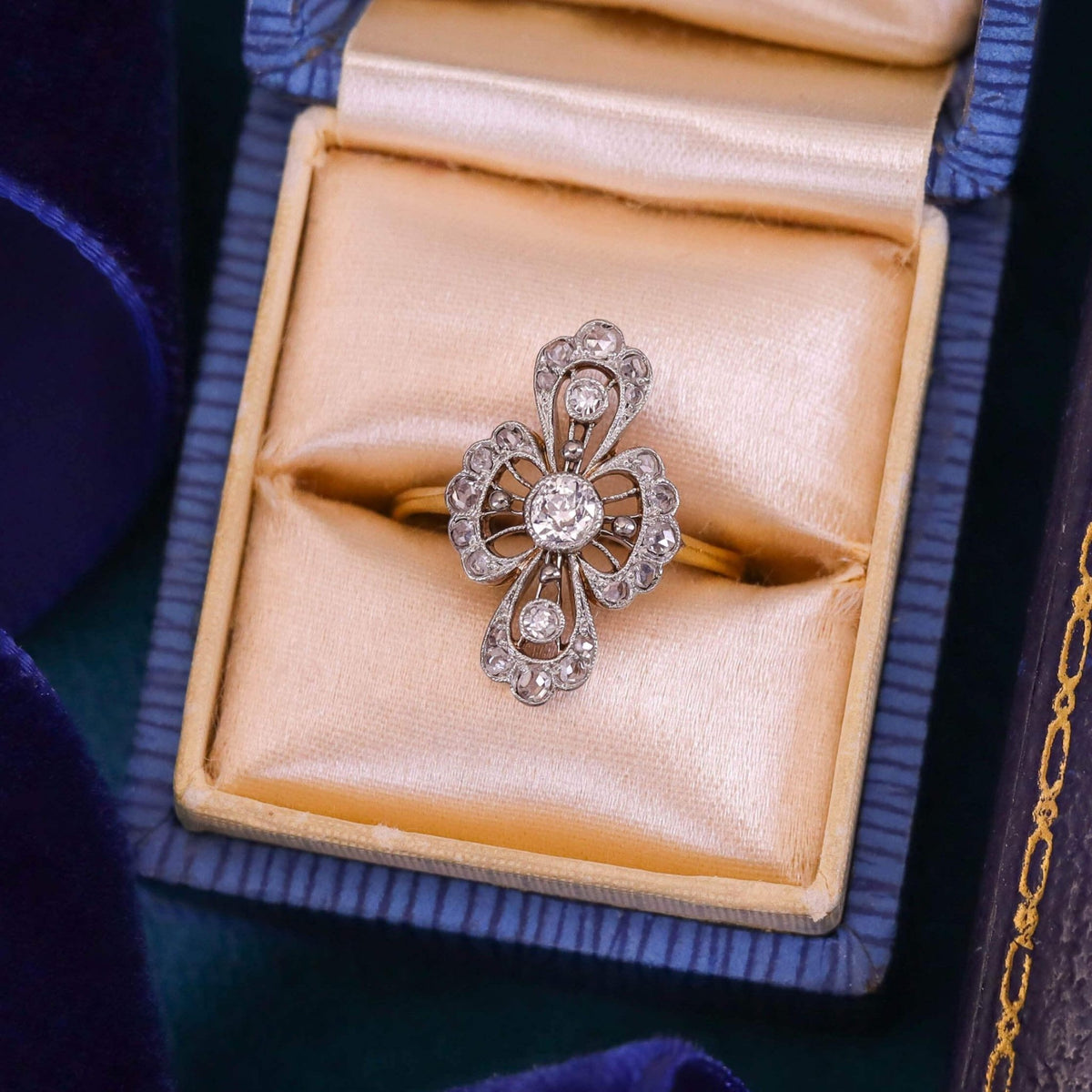 Belle Epoque Diamond Ring of Platinum and 18k Gold - Trademark Antiques