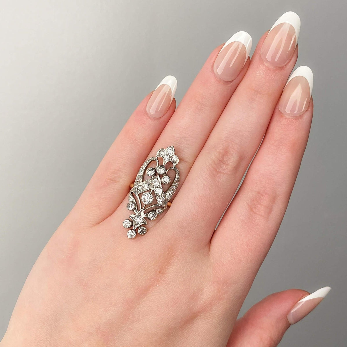 Belle Epoque Diamond Ring of Platinum and Gold - Trademark Antiques