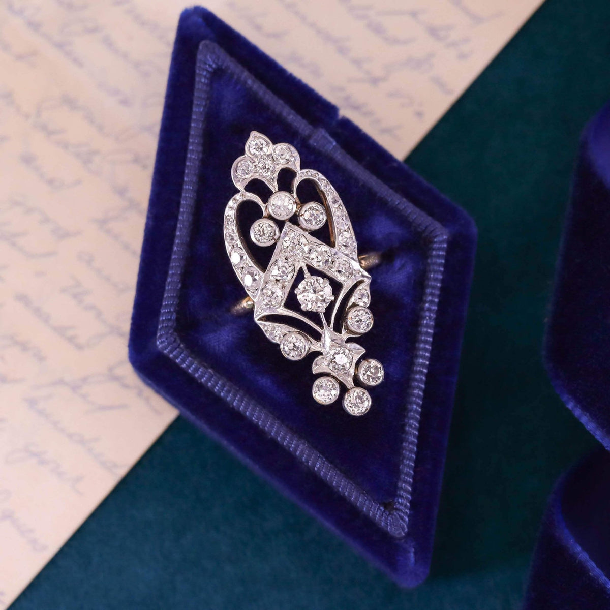 Belle Epoque Diamond Ring of Platinum and Gold - Trademark Antiques
