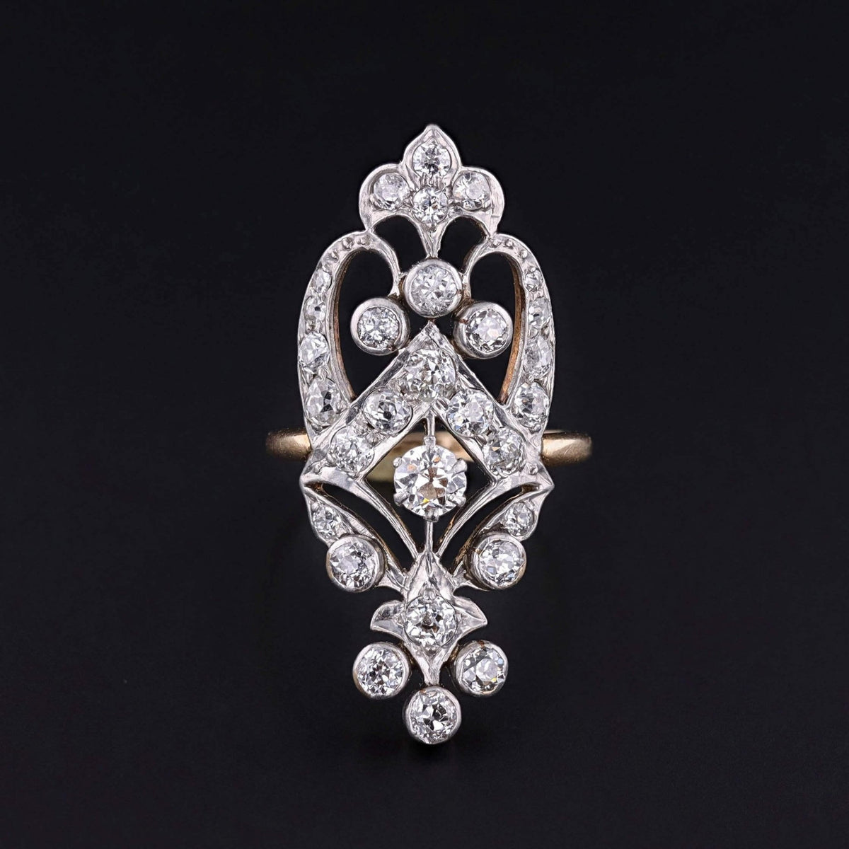 Belle Epoque Diamond Ring of Platinum and Gold - Trademark Antiques