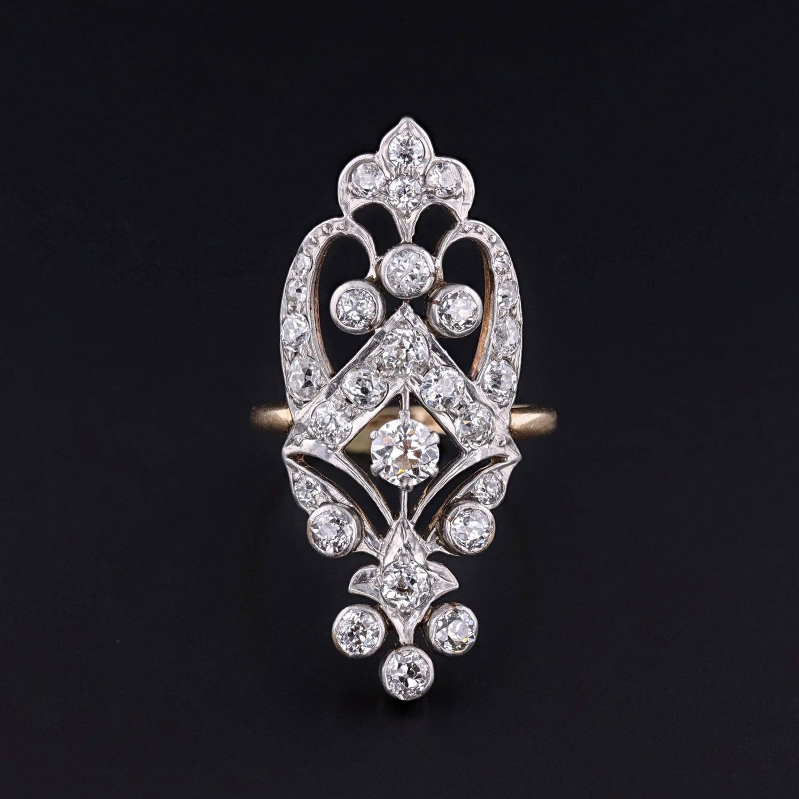 Belle Epoque Diamond Ring of Platinum and Gold - Trademark Antiques