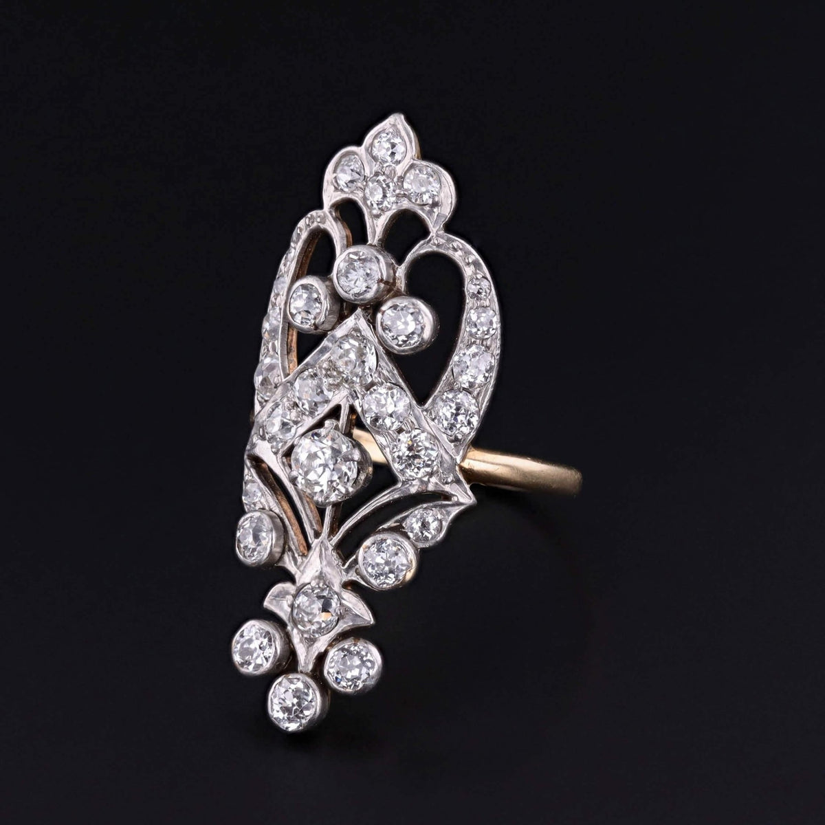 Belle Epoque Diamond Ring of Platinum and Gold - Trademark Antiques
