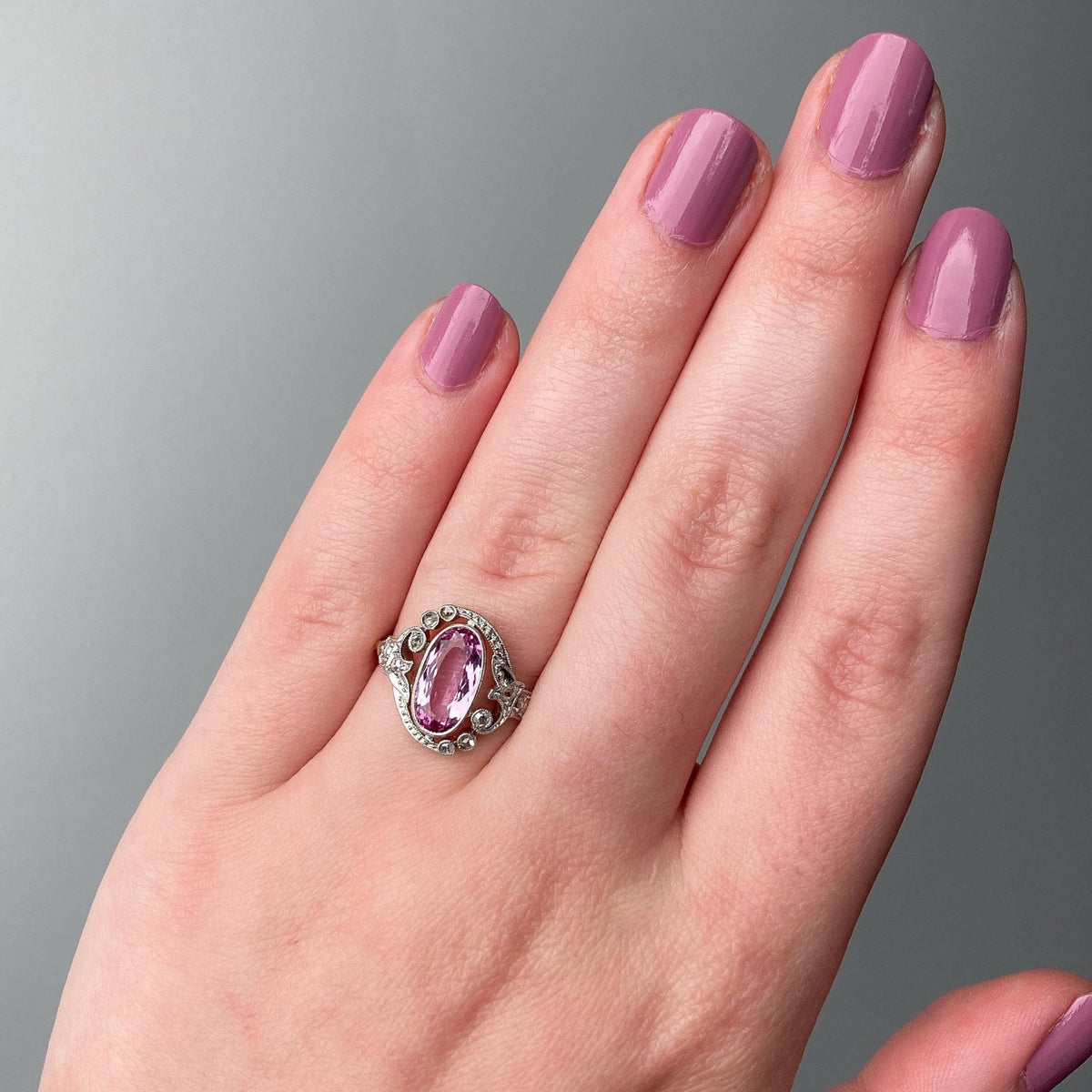 Belle Epoque Pink Topaz and Diamond Ring - Trademark Antiques
