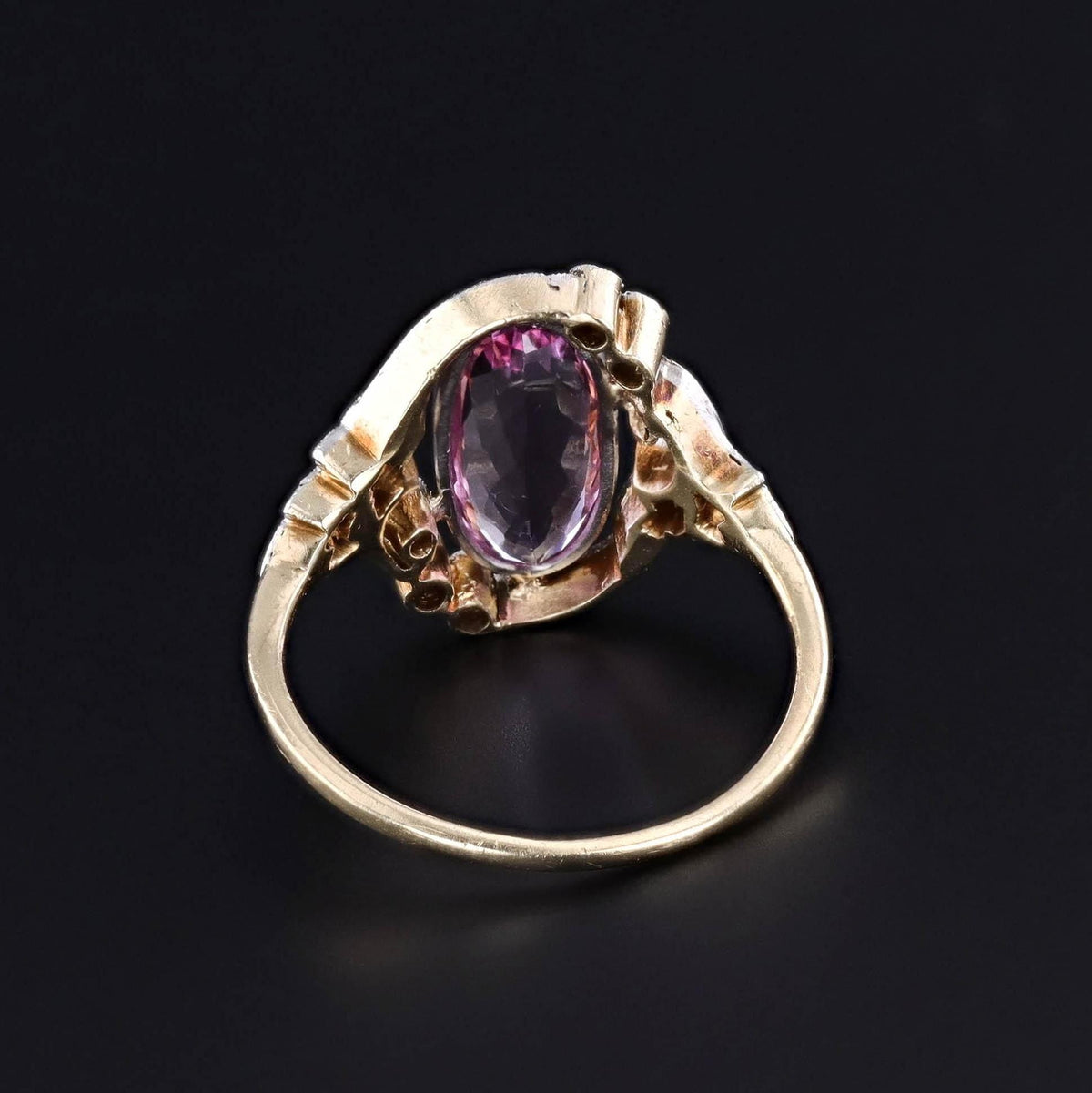 Belle Epoque Pink Topaz and Diamond Ring - Trademark Antiques