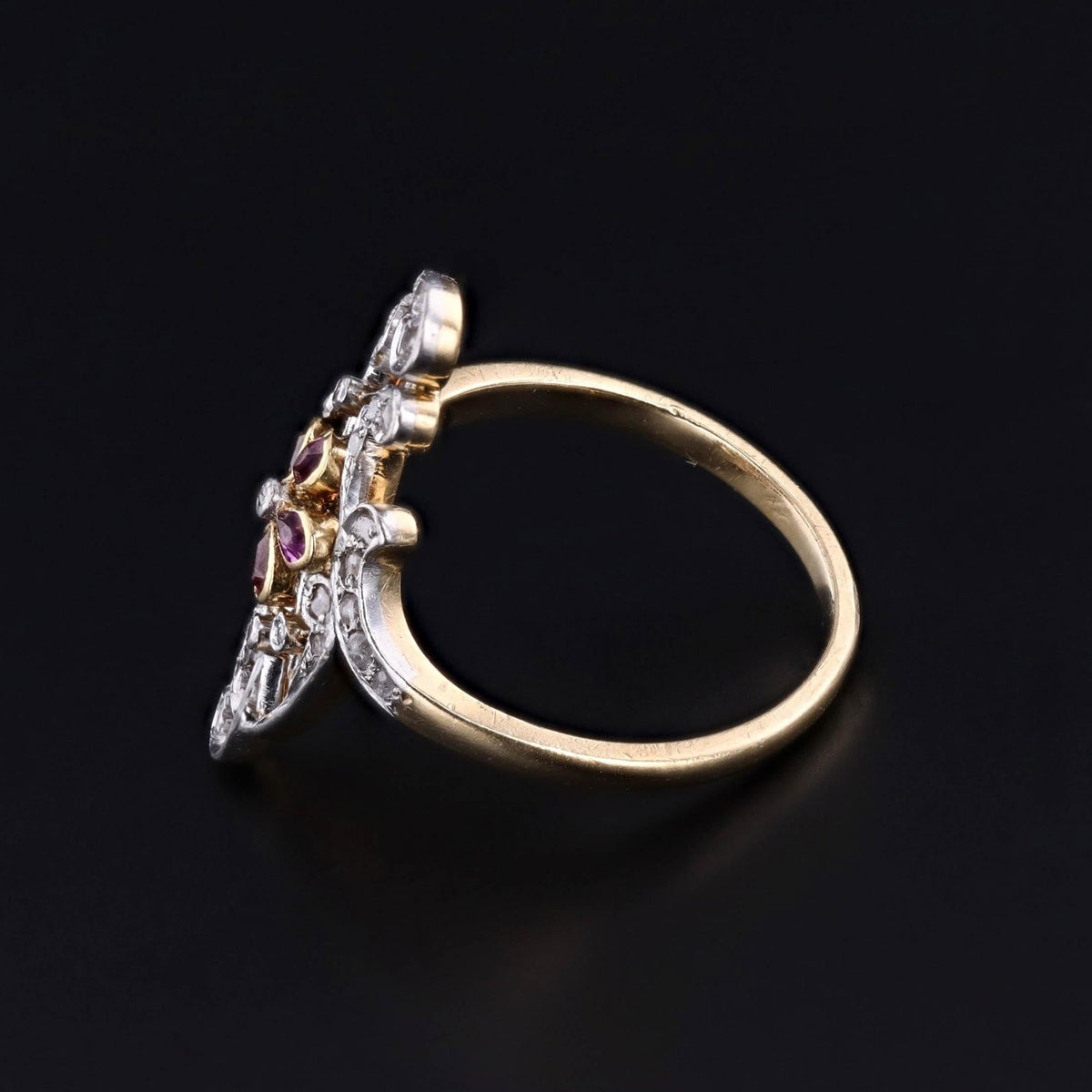 Belle Epoque Ruby and Diamond Ring of 18k Gold - Trademark Antiques