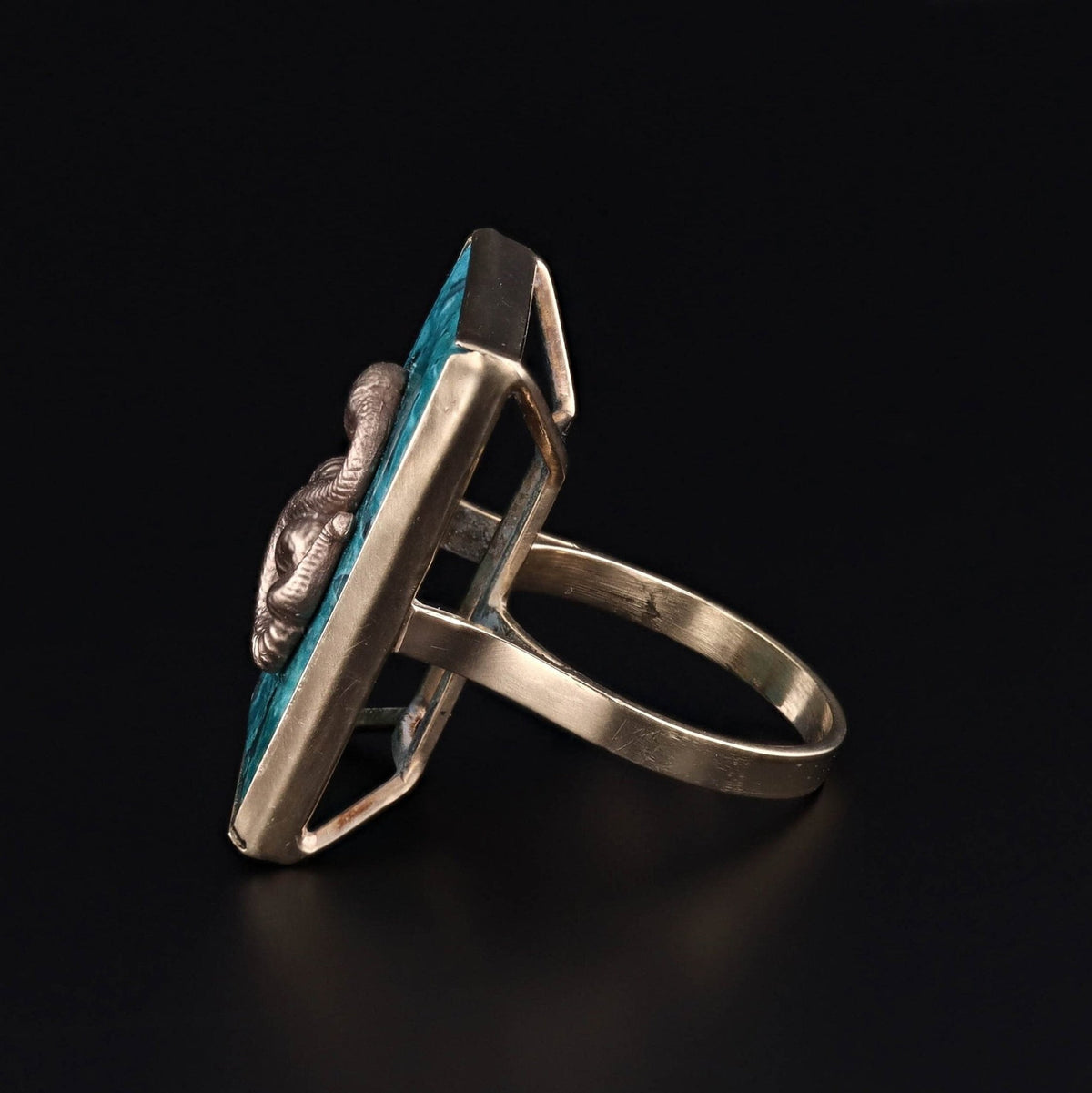 Chrysocolla Snake Ring of 14k Gold - Trademark Antiques