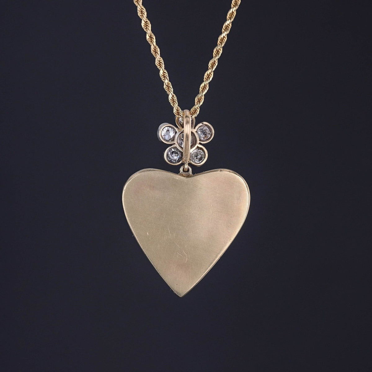 Dendritic Agate and Diamond Pendant of 14k Gold - Trademark Antiques