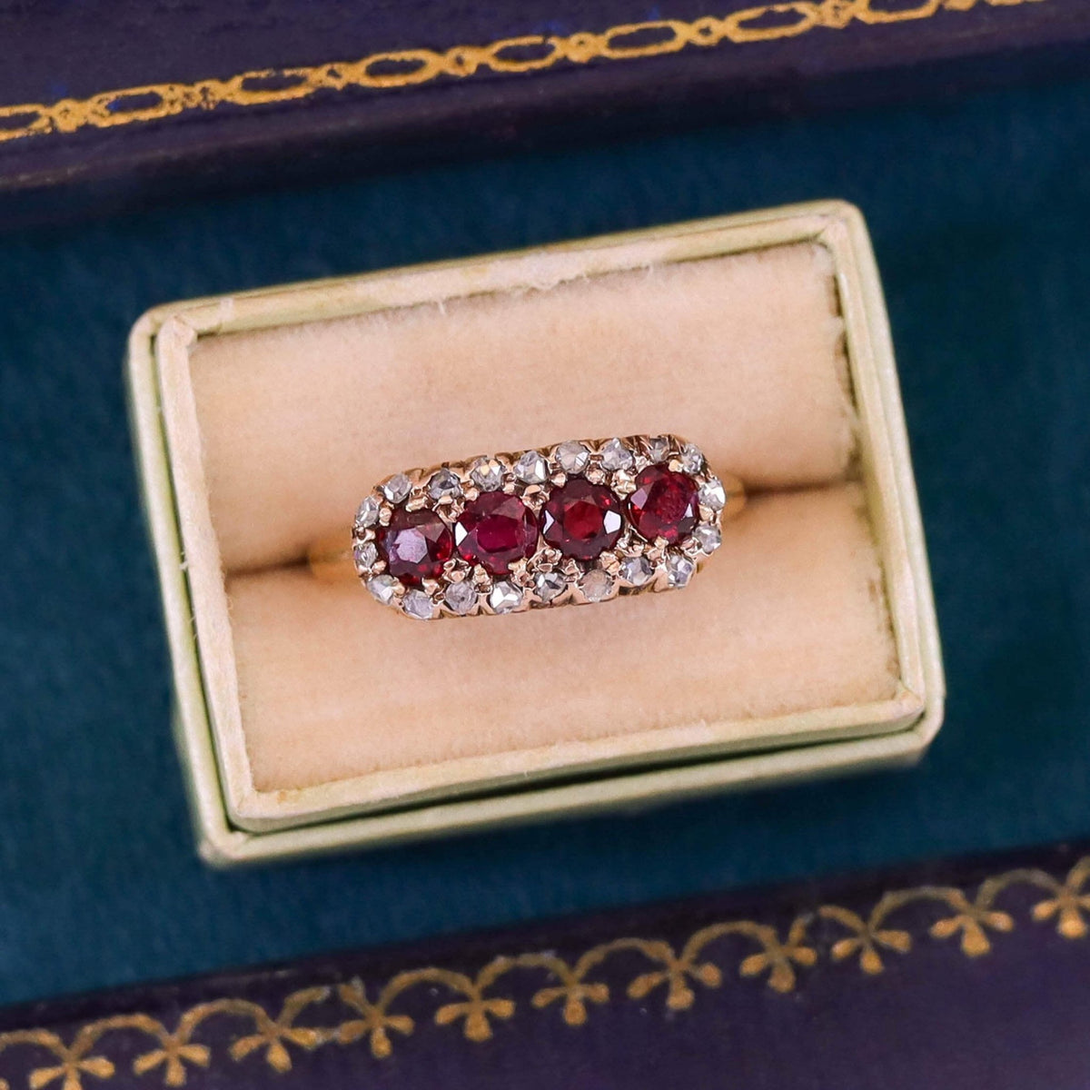 Edwardian Ruby and Diamond Ring of 10k Gold - Trademark Antiques