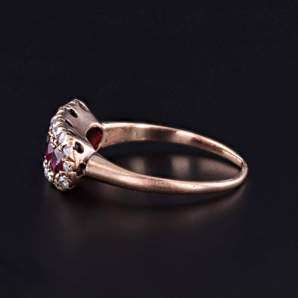 Edwardian Ruby and Diamond Ring of 10k Gold - Trademark Antiques