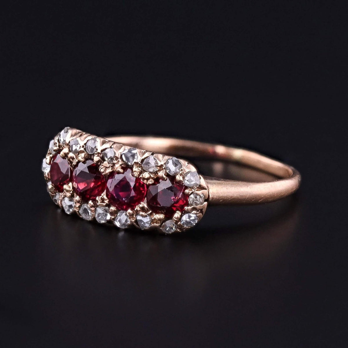 Edwardian Ruby and Diamond Ring of 10k Gold - Trademark Antiques