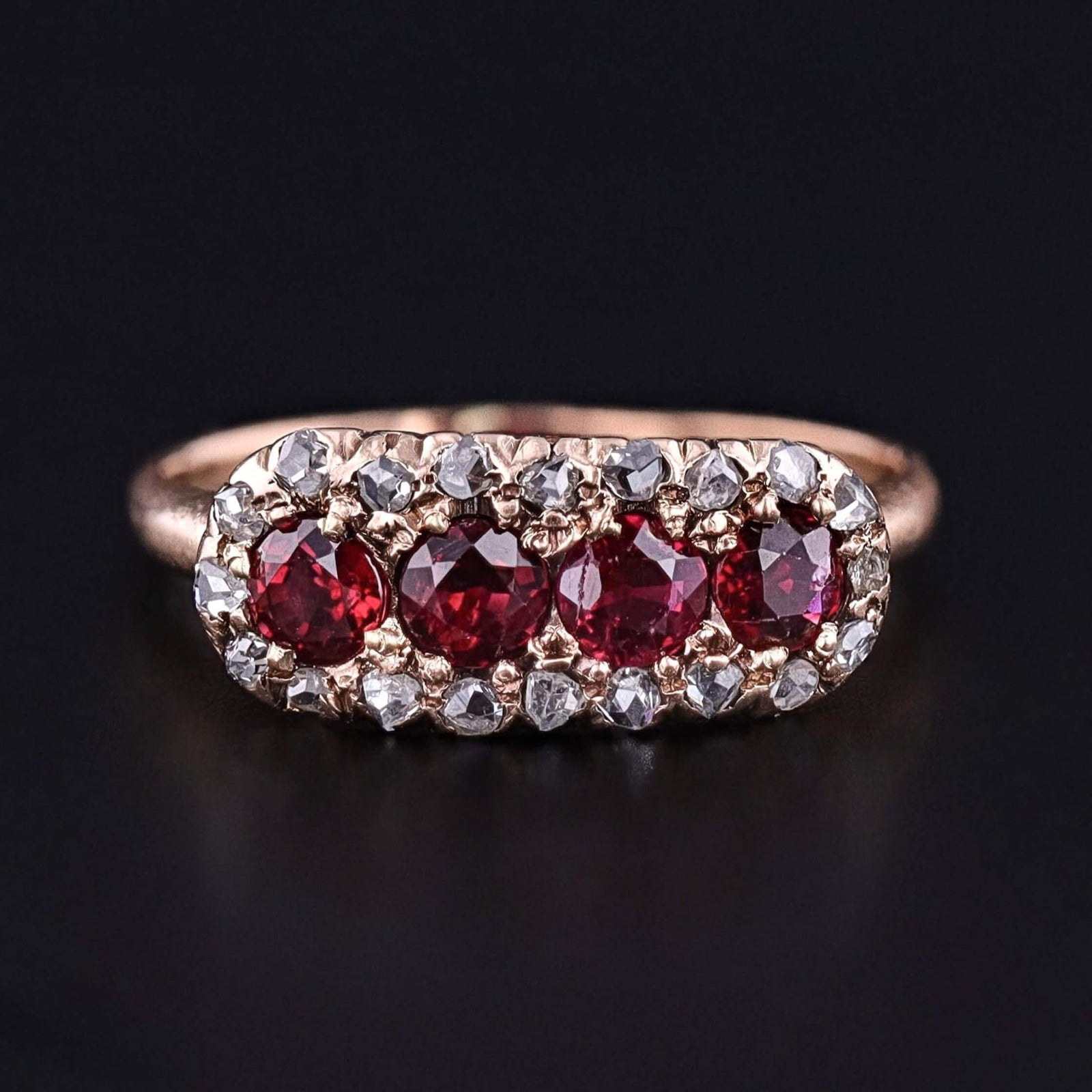 Edwardian Ruby and Diamond Ring of 10k Gold - Trademark Antiques