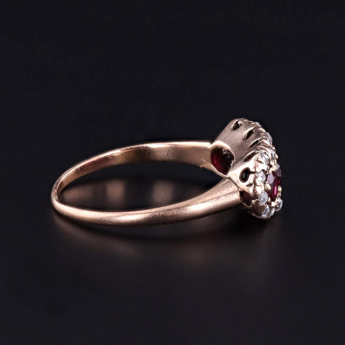 Edwardian Ruby and Diamond Ring of 10k Gold - Trademark Antiques
