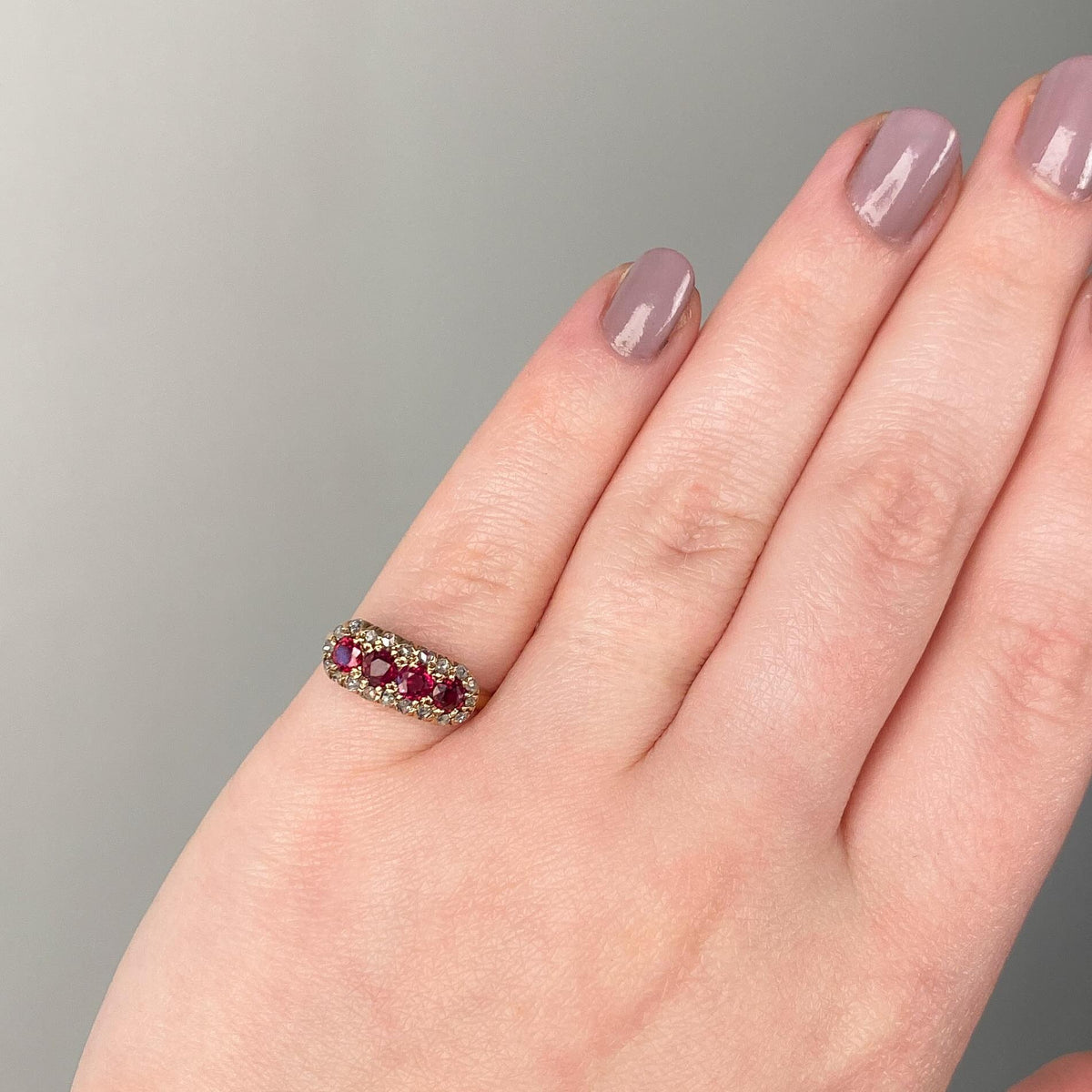Edwardian Ruby and Diamond Ring of 10k Gold - Trademark Antiques