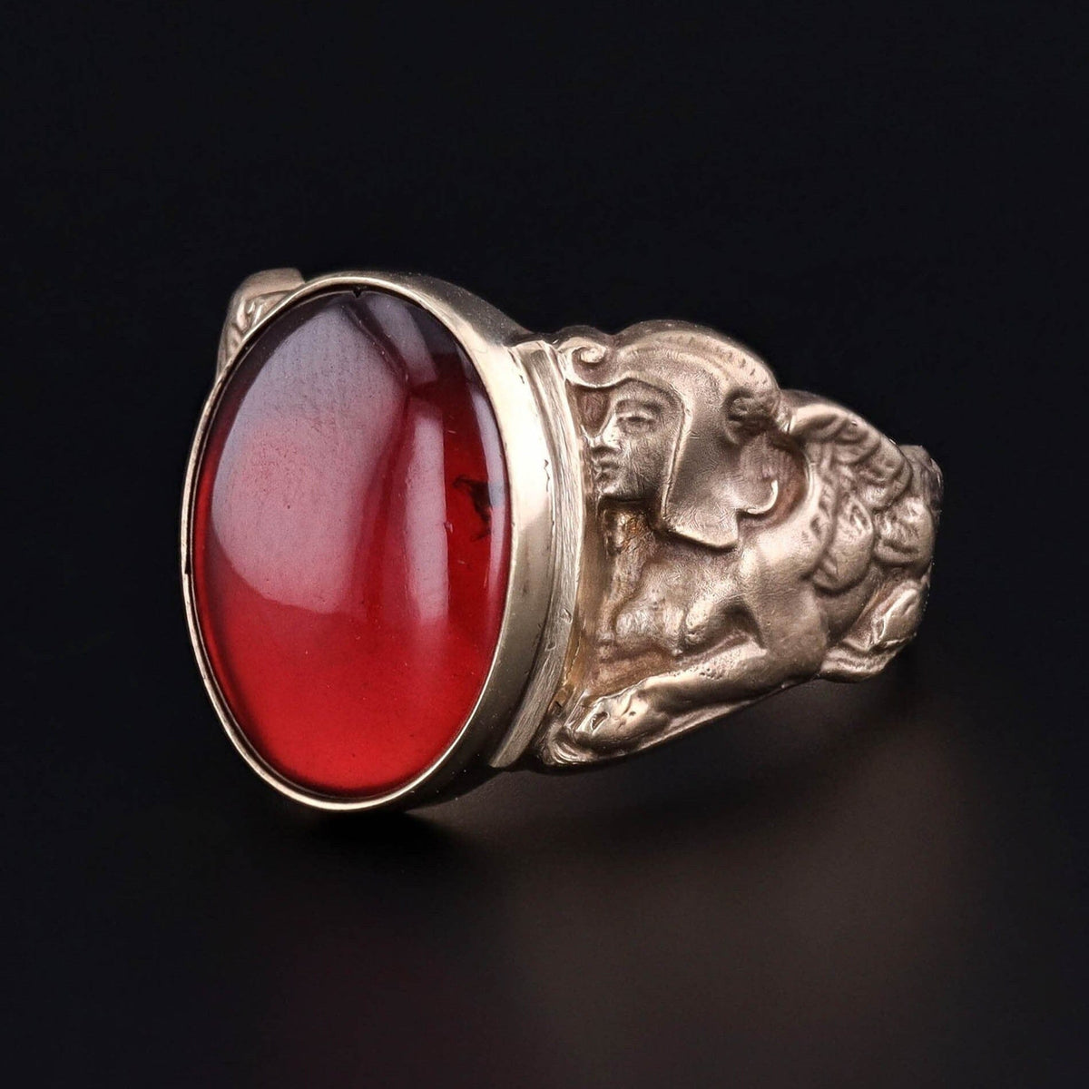 Garnet Sphinx Ring of 14k Gold - Trademark Antiques