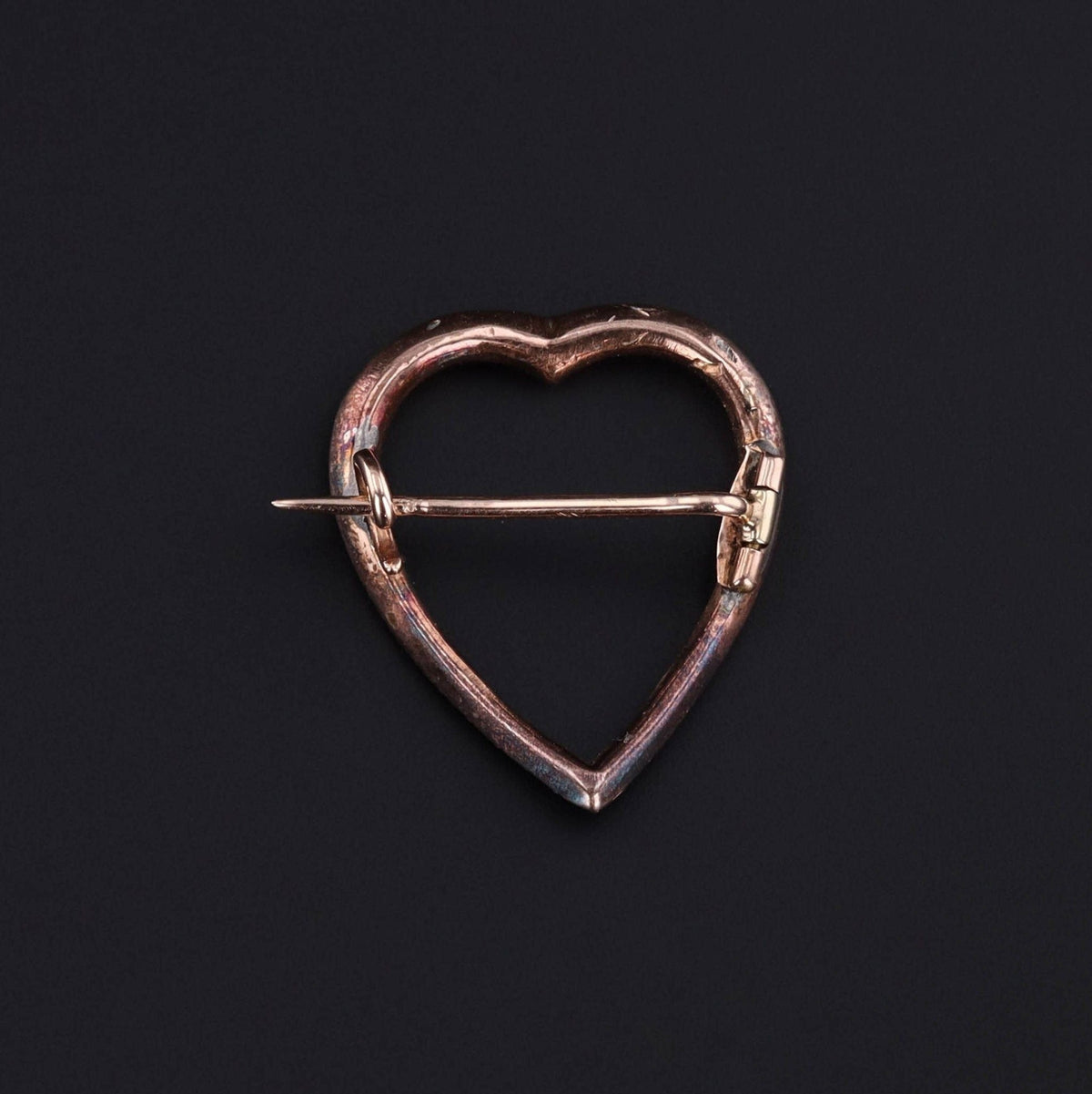 Georgian Flat Cut Garnet Heart Brooch of 14k Gold - Trademark Antiques