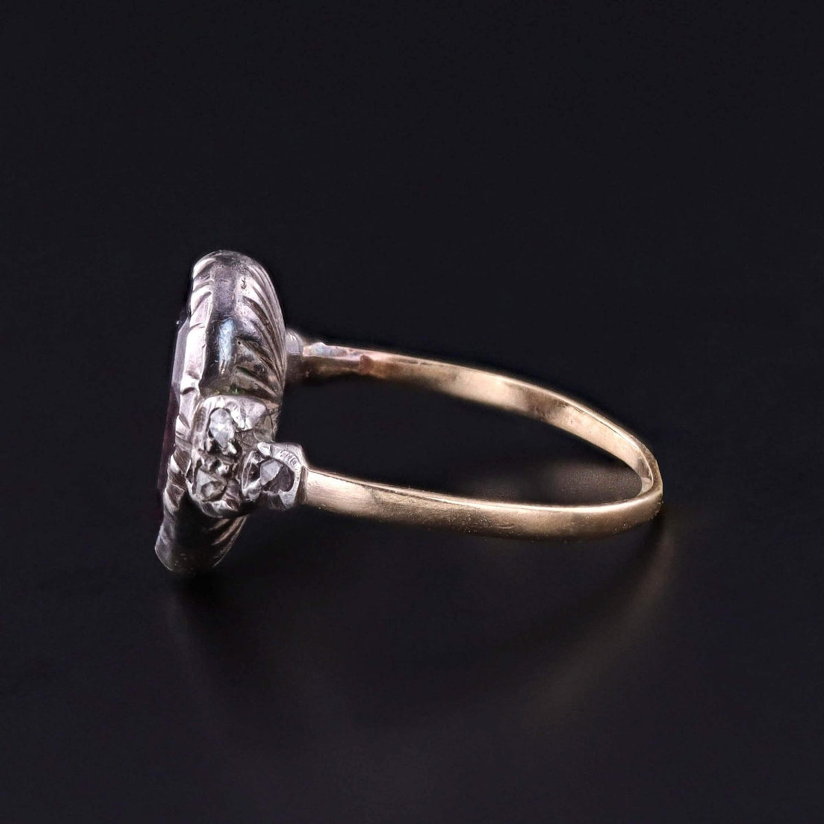 Georgian Flat Cut Garnet Ring of 9ct Gold and Silver - Trademark Antiques
