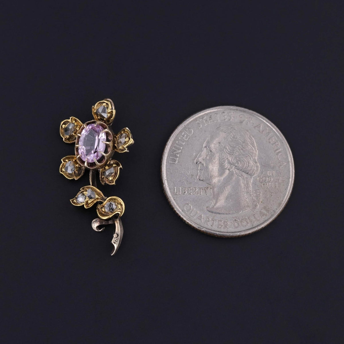 Georgian Flower Pendant of Pink Topaz and Diamond - Trademark Antiques