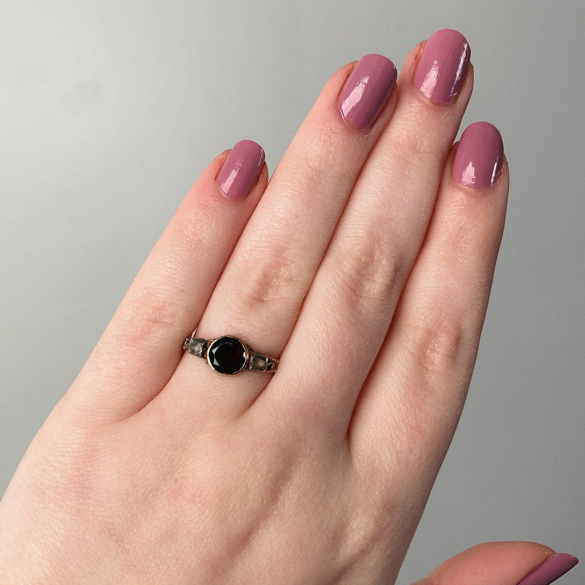 Georgian Garnet and Diamond Ring of 14k Gold - Trademark Antiques