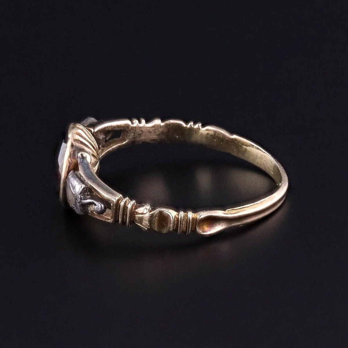 Georgian Garnet and Diamond Ring of 14k Gold - Trademark Antiques