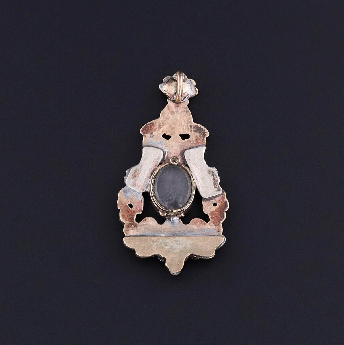 Georgian Garnet Locket Pendant of 14k Gold - Trademark Antiques