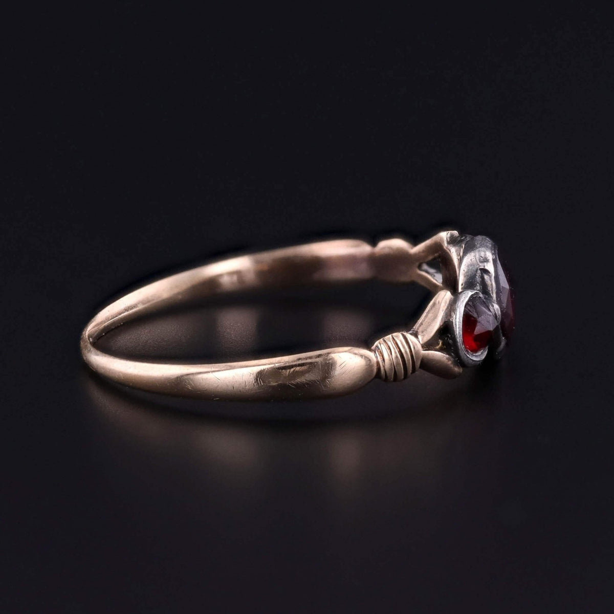 Georgian Garnet Ring of 14k Gold and Silver - Trademark Antiques