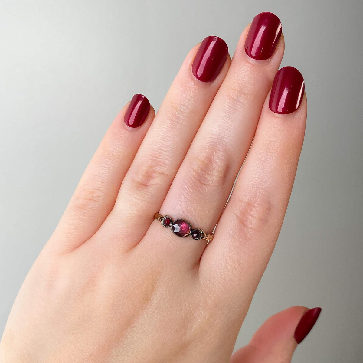 Georgian Garnet Ring of 14k Gold and Silver - Trademark Antiques