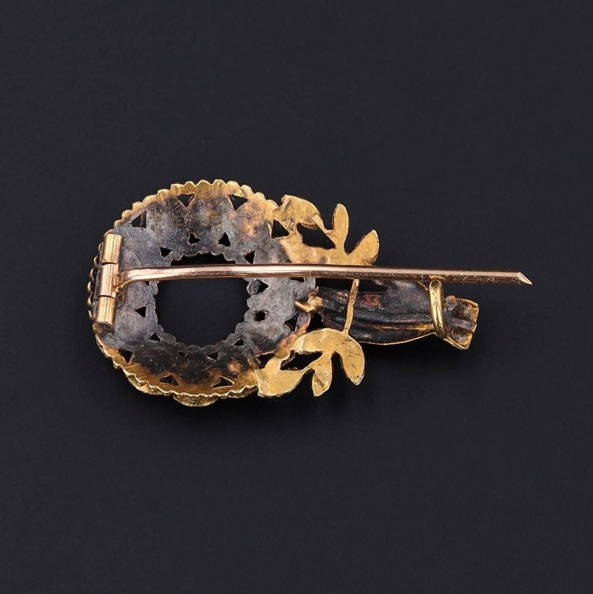 Georgian Hand Brooch of 18k Gold in Antique Box - Trademark Antiques