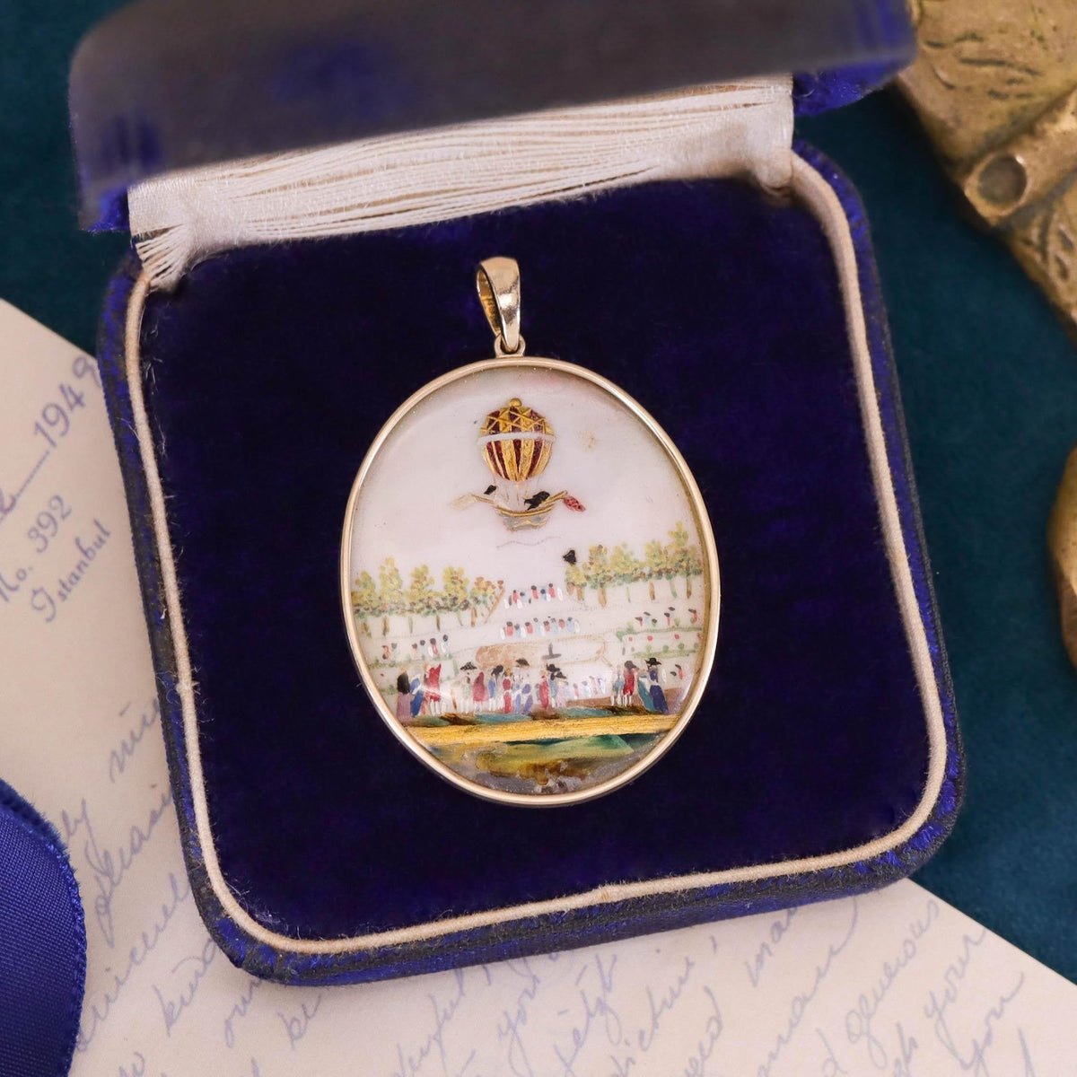 Georgian Hot Air Balloon Miniature Pendant of 14k Gold - Trademark Antiques
