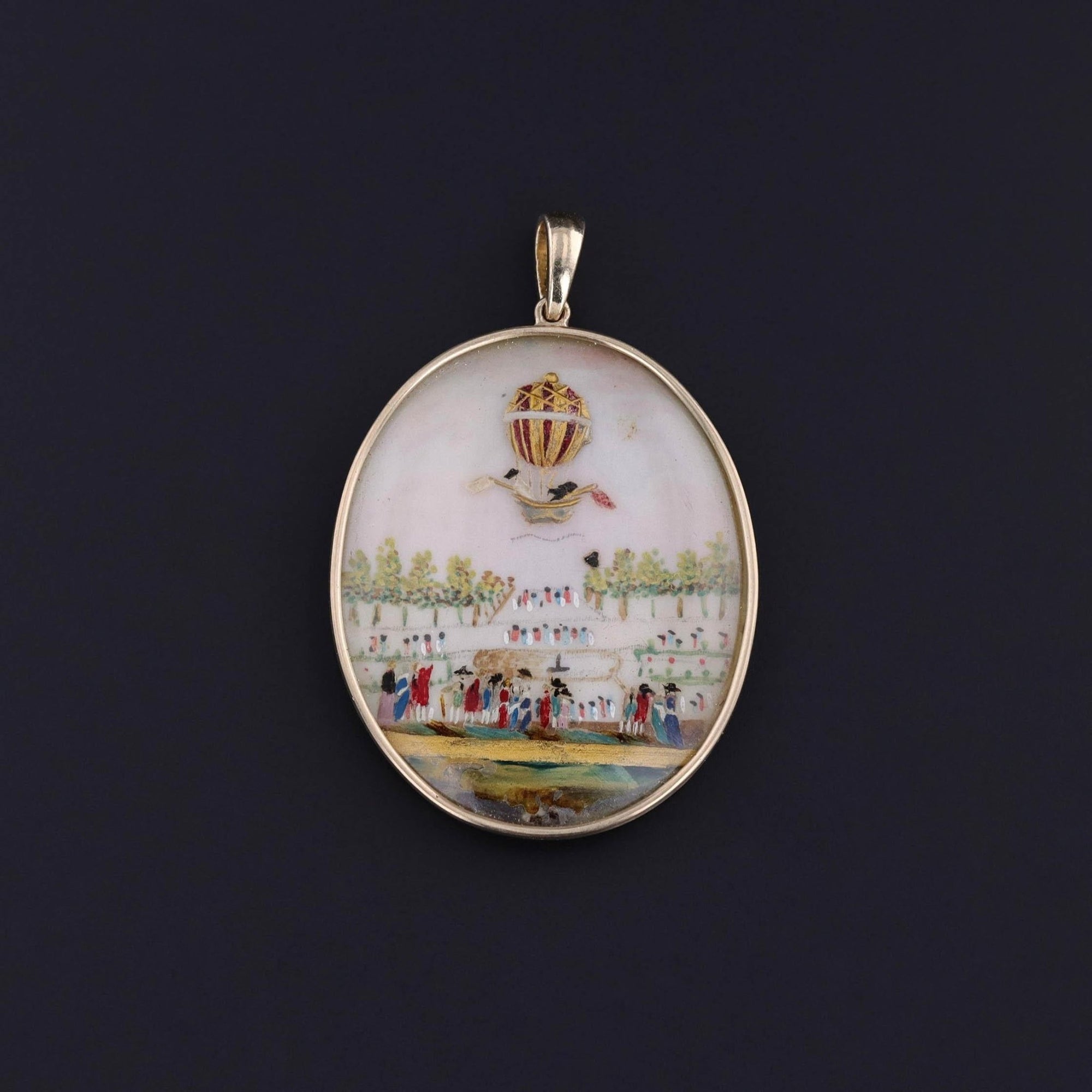 Georgian Hot Air Balloon Miniature Pendant of 14k Gold - Trademark Antiques