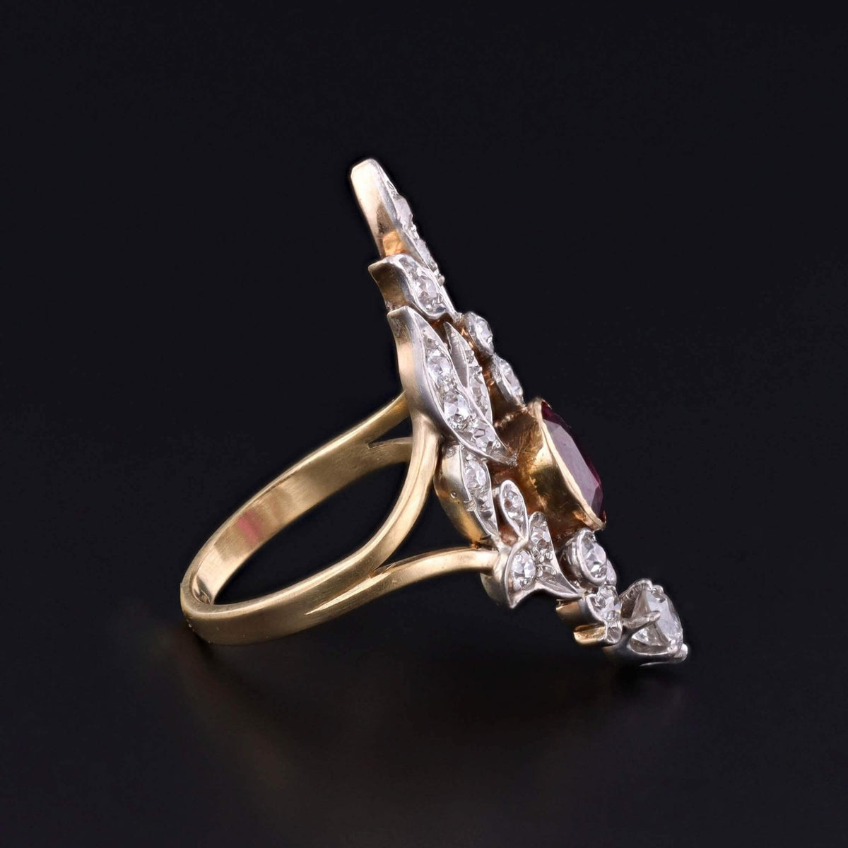 GIA Certified Antique Ruby and Diamond Ring of Platinum and Gold - Trademark Antiques