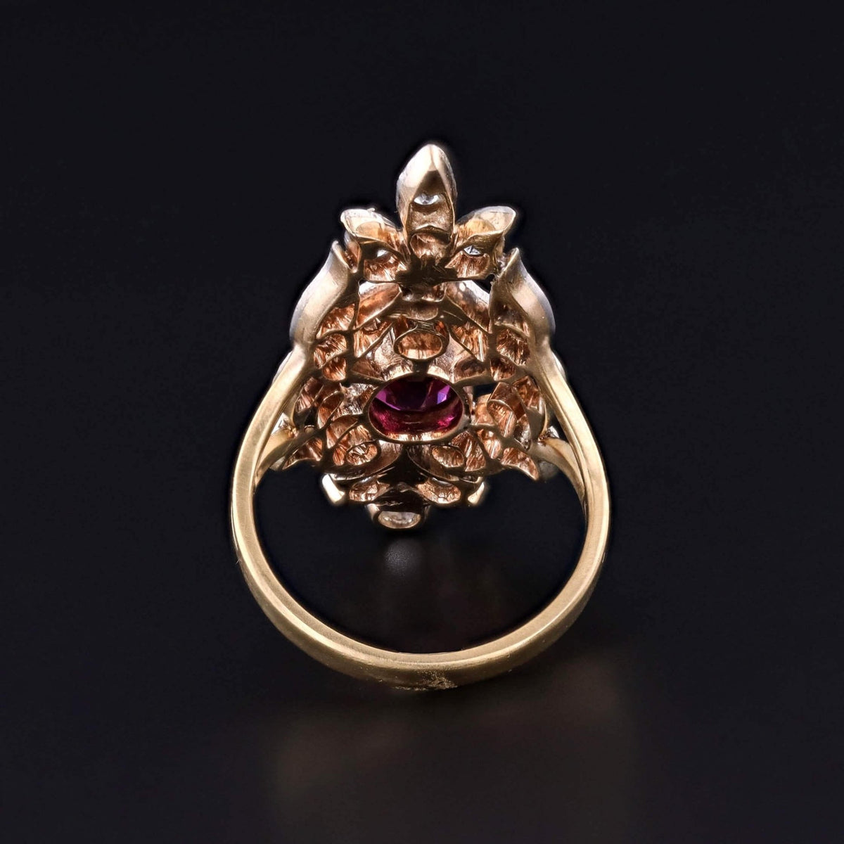 GIA Certified Antique Ruby and Diamond Ring of Platinum and Gold - Trademark Antiques