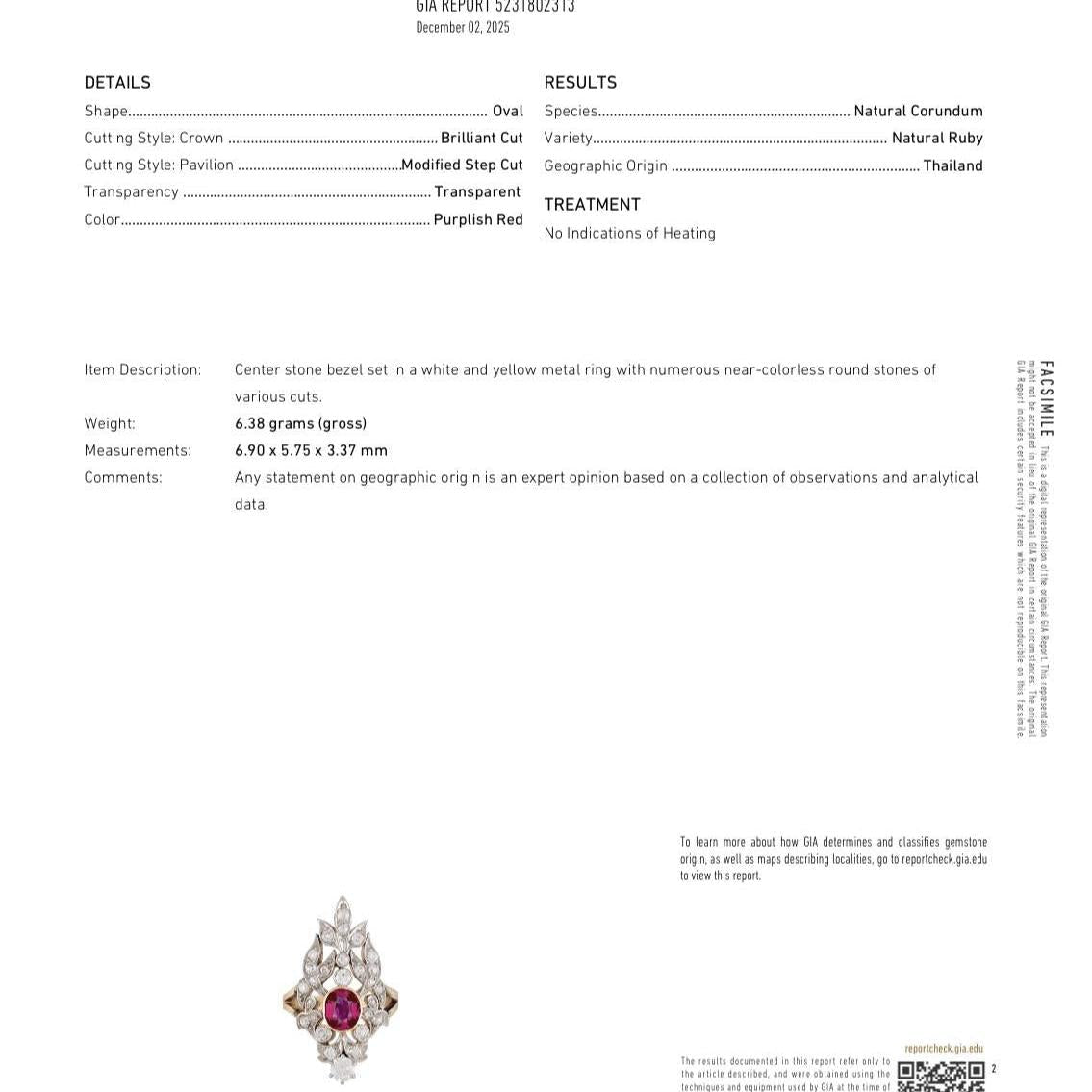 GIA Certified Antique Ruby and Diamond Ring of Platinum and Gold - Trademark Antiques