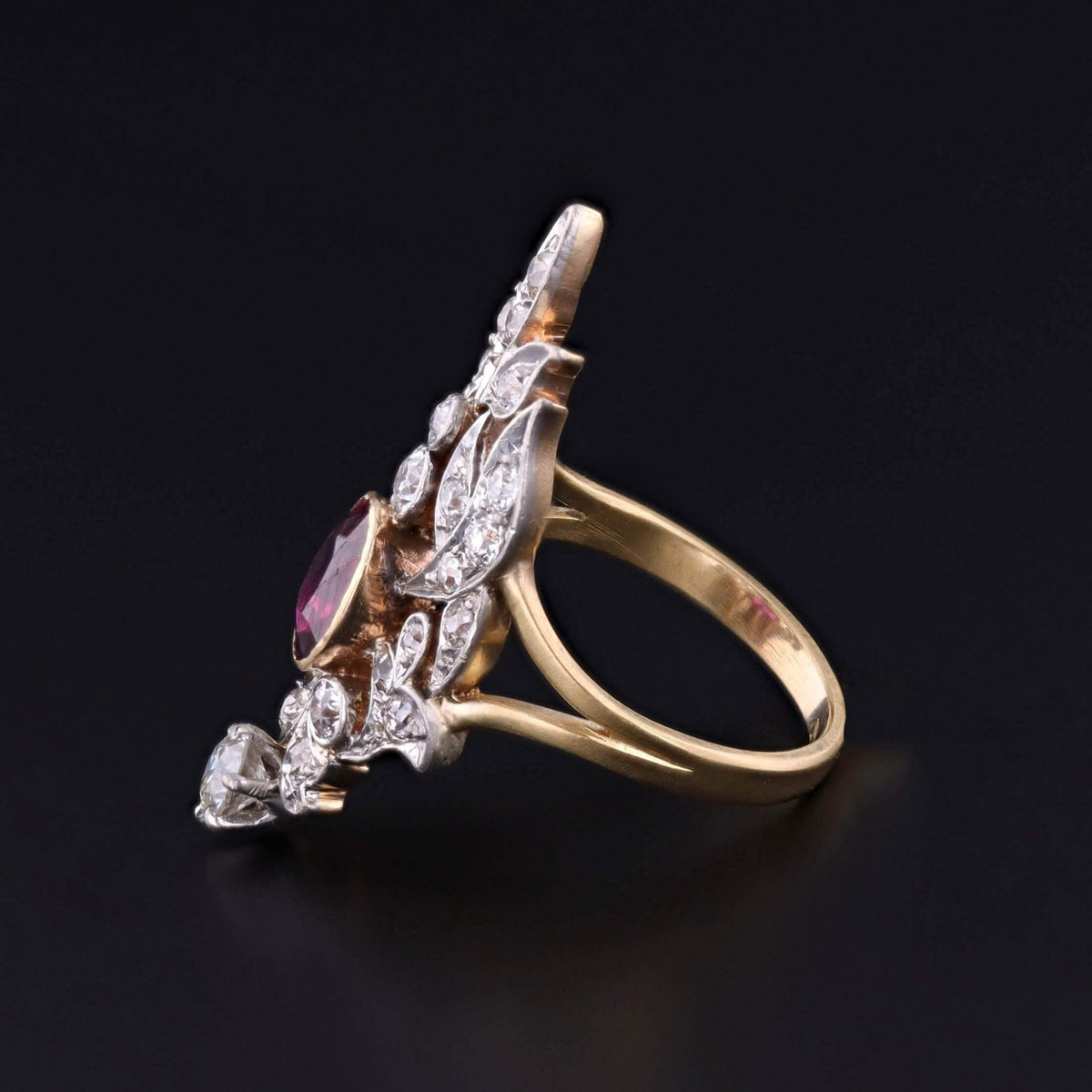 GIA Certified Antique Ruby and Diamond Ring of Platinum and Gold - Trademark Antiques