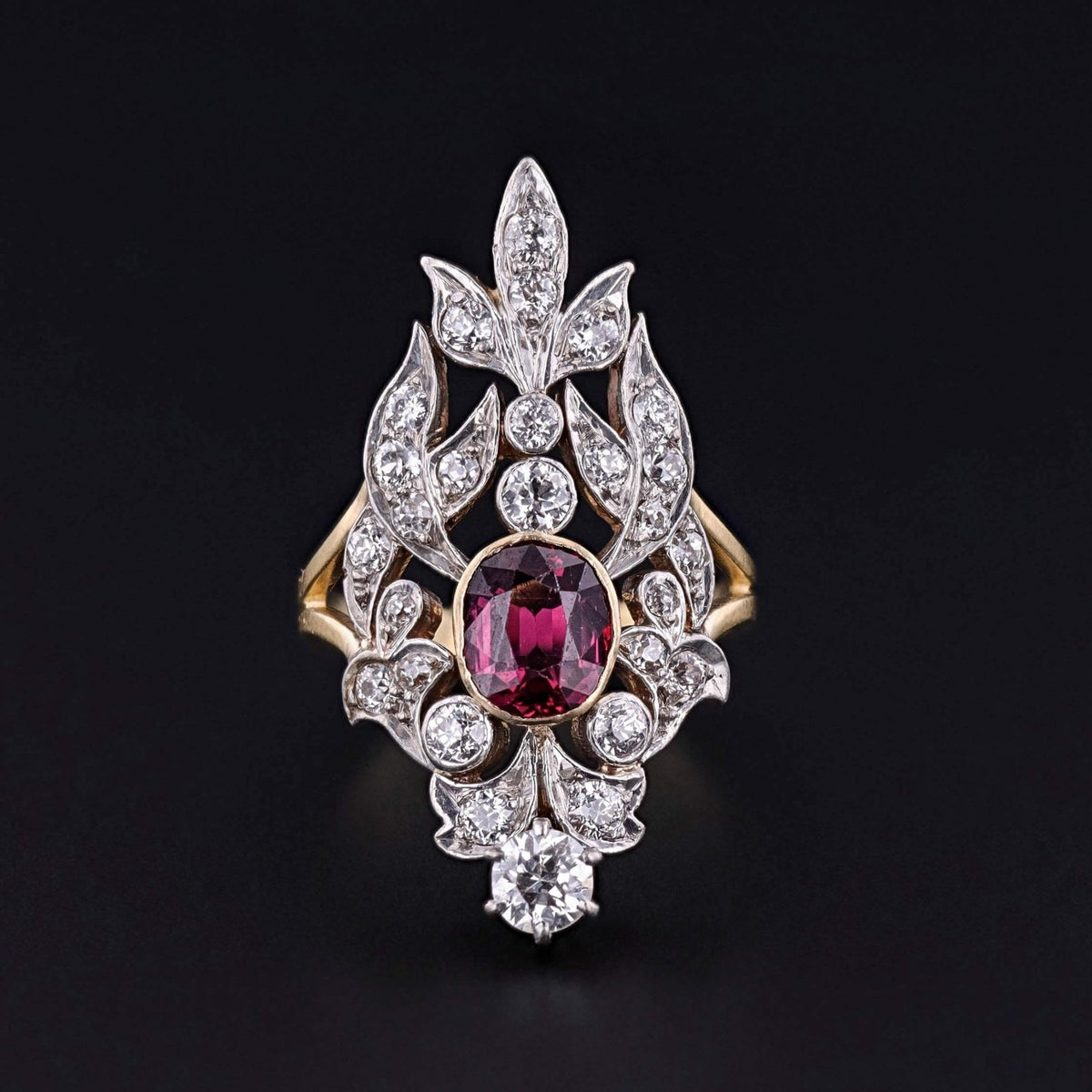 GIA Certified Antique Ruby and Diamond Ring of Platinum and Gold - Trademark Antiques
