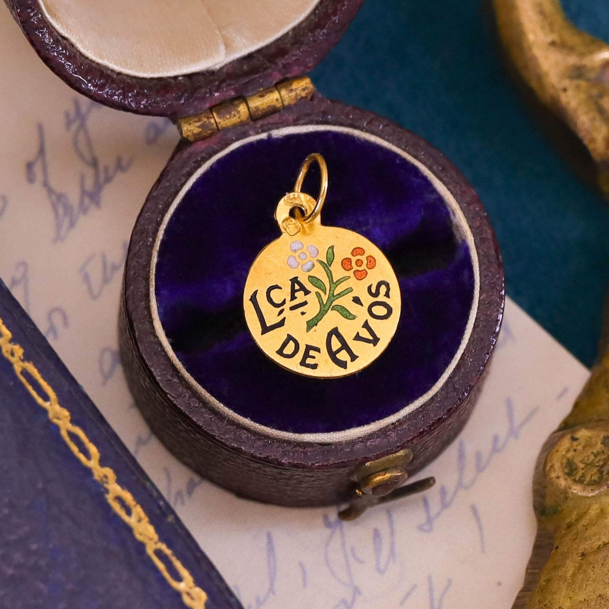 Gold Grandchild Love Token Charm - Trademark Antiques