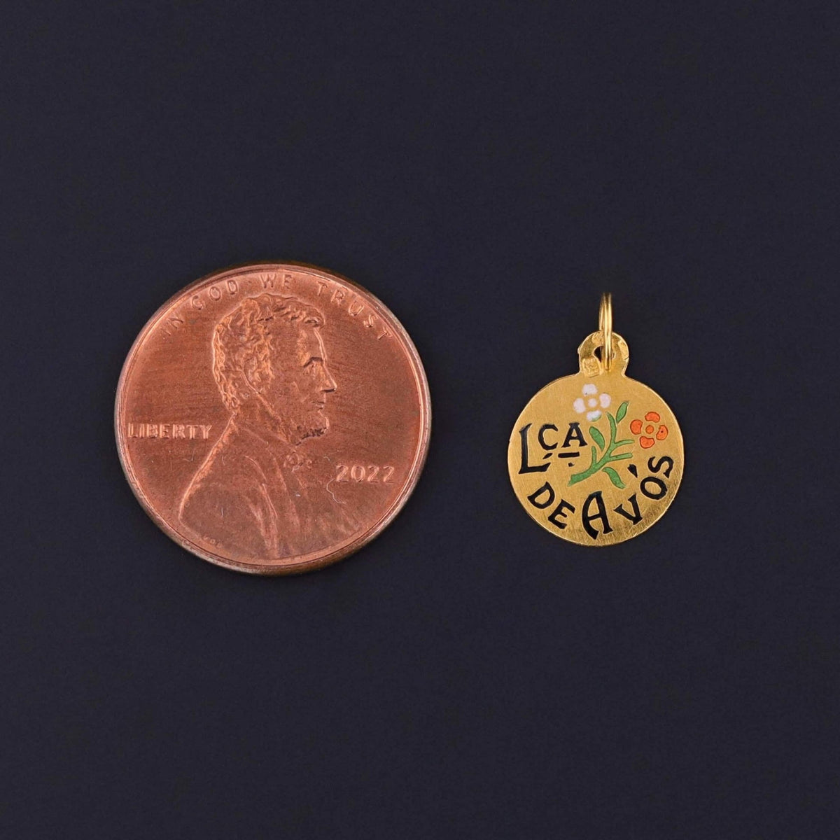 Gold Grandchild Love Token Charm - Trademark Antiques