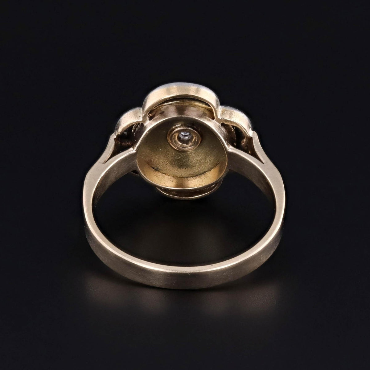 Guilloche Enamel and Diamond Ring of Platinum and 14k Gold - Trademark Antiques