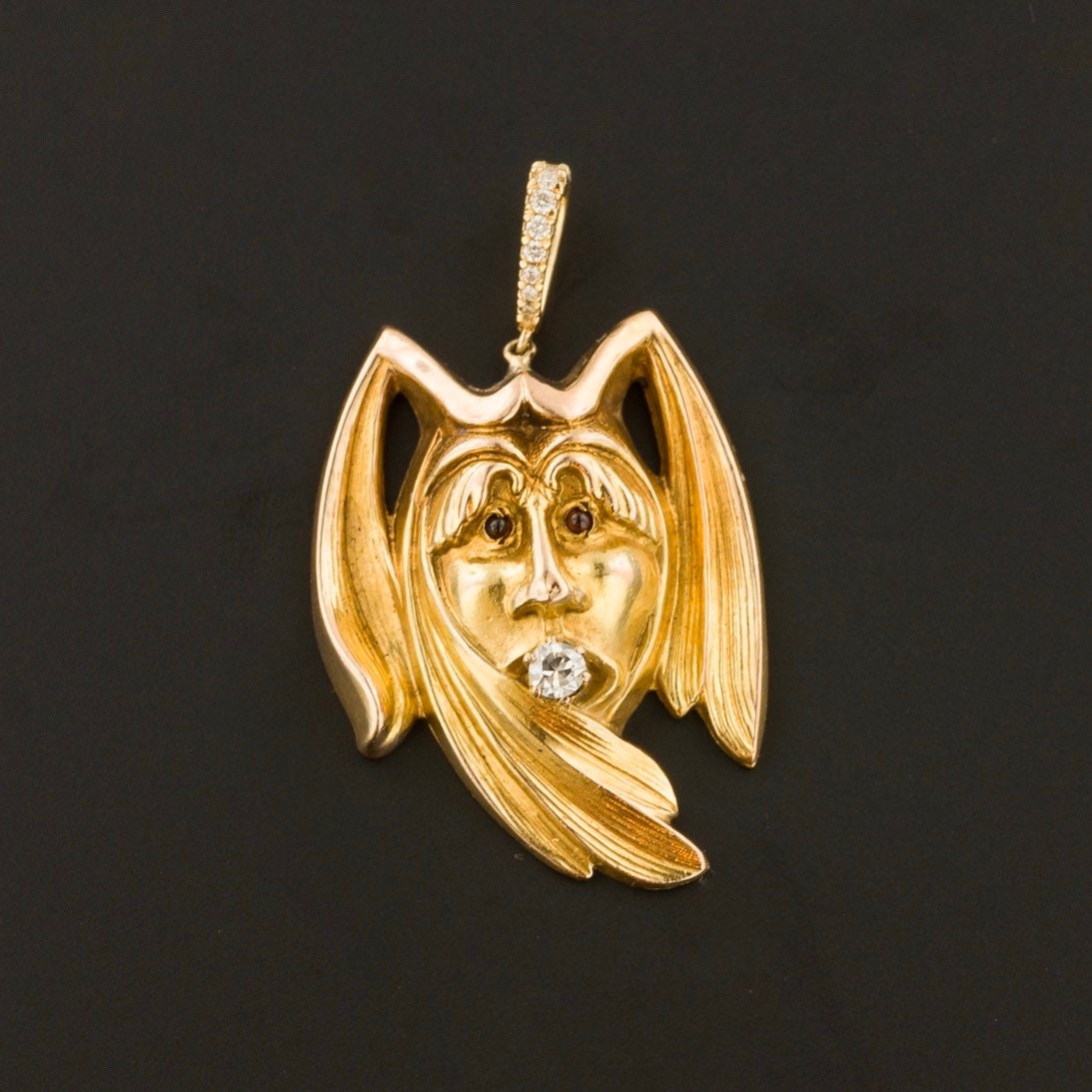 Antique Jester Pendant of 14k Gold