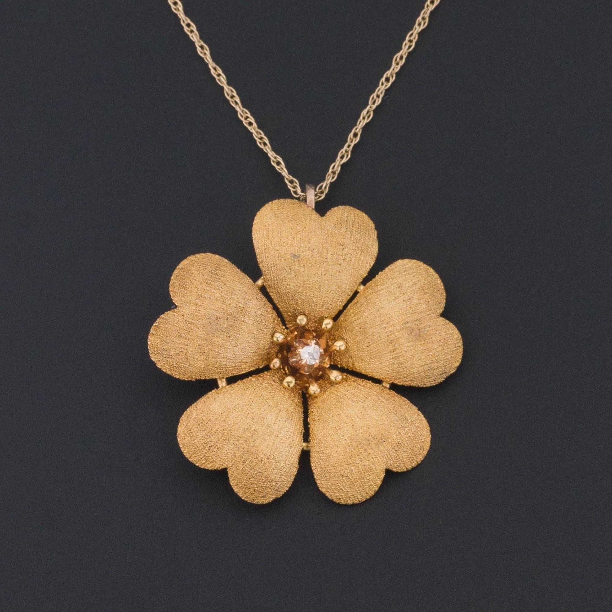 Antique Flower Pendant of 14k Gold