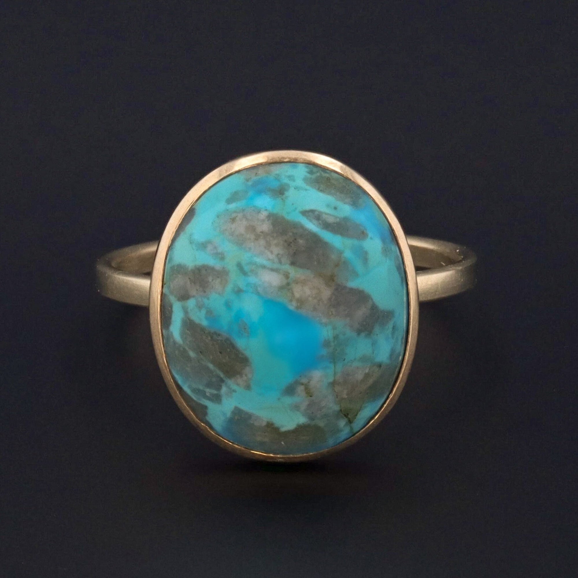 Antique Turquoise Conversion Ring of 14k Gold