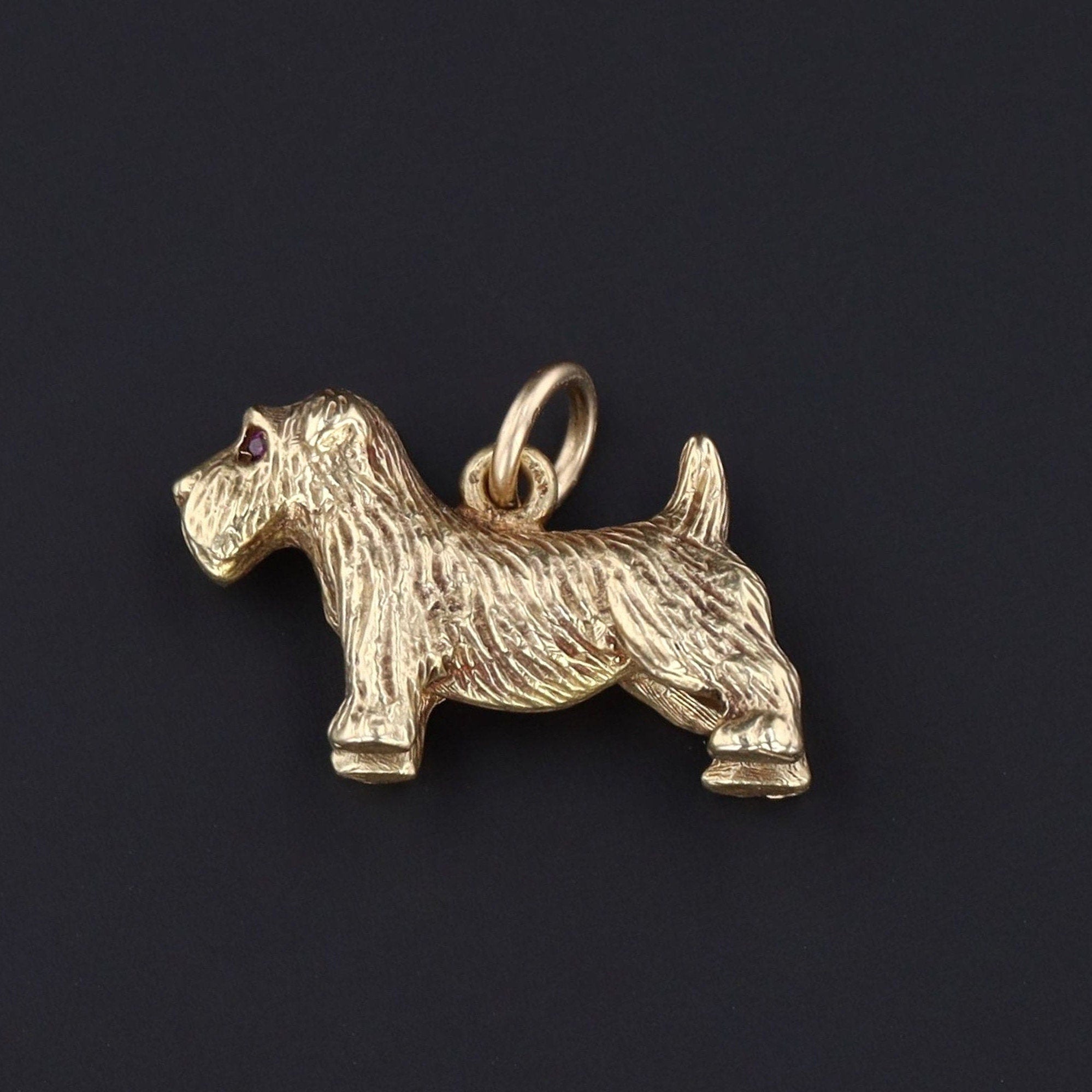 Vintage Terrier Dog Charm of 14k Gold