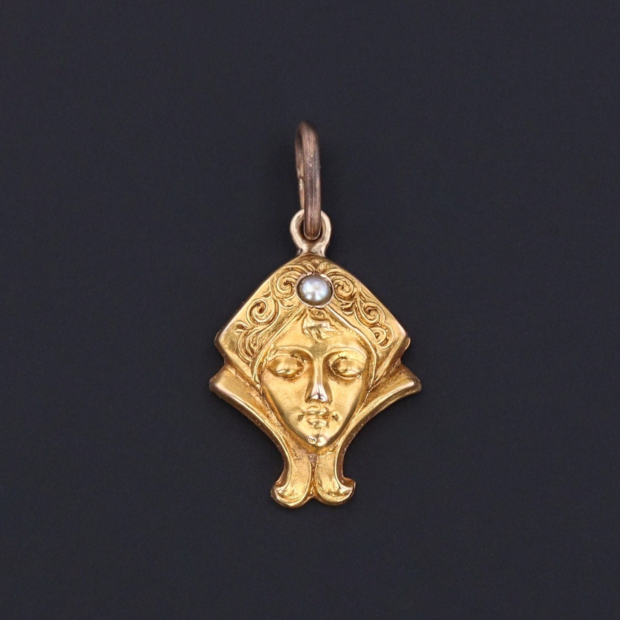 Antique Woman Conversion Charm of 14k Gold