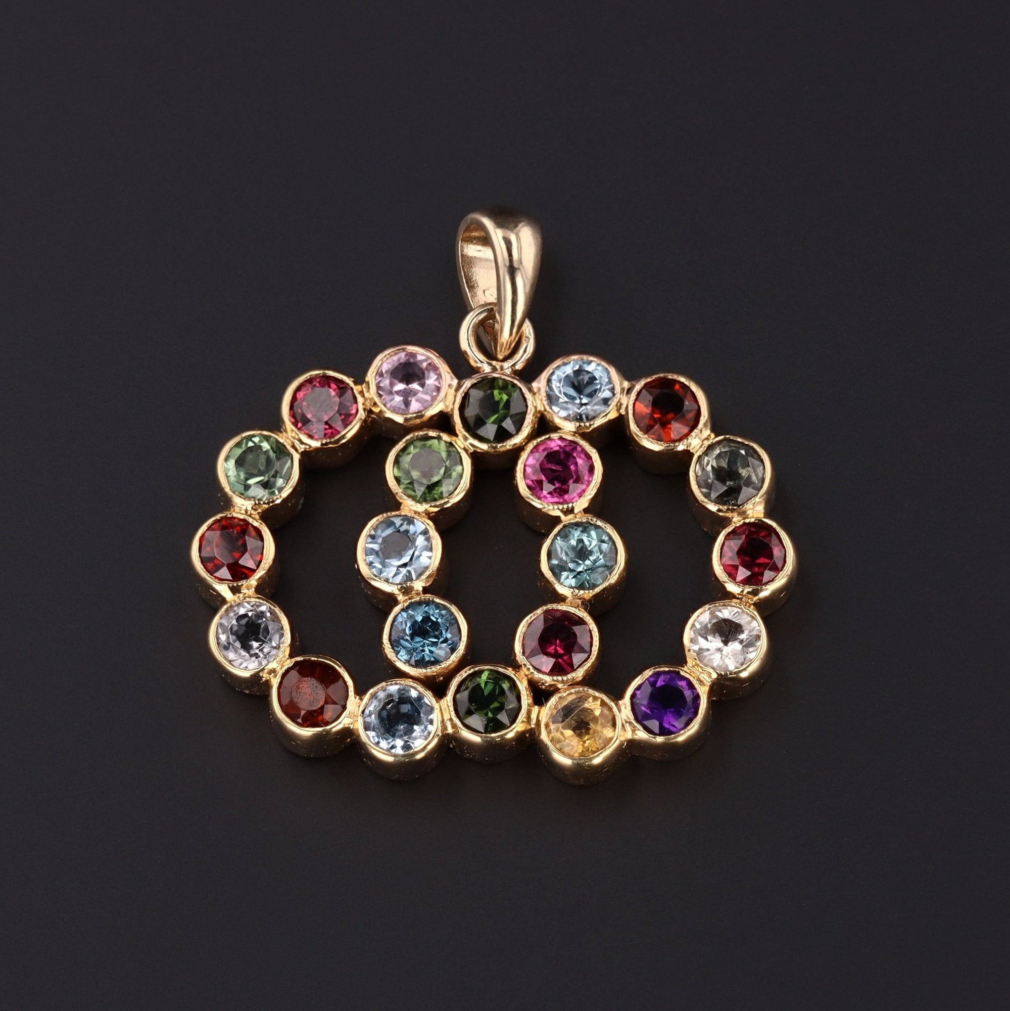 Vintage Gemstone Love Knot Pendant of 14k Gold