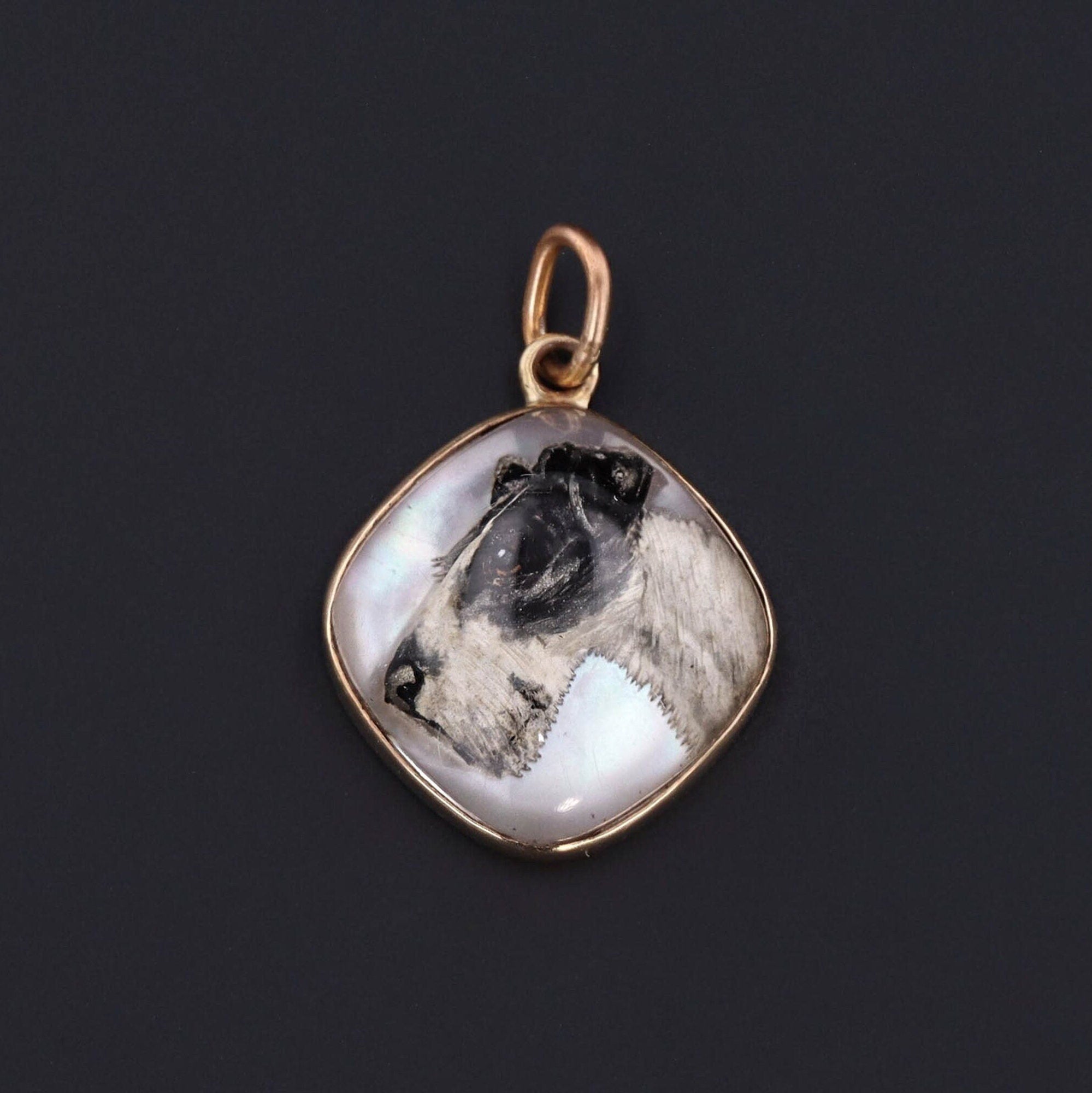 Antique Terrier Dog Conversion Charm of 14k Gold