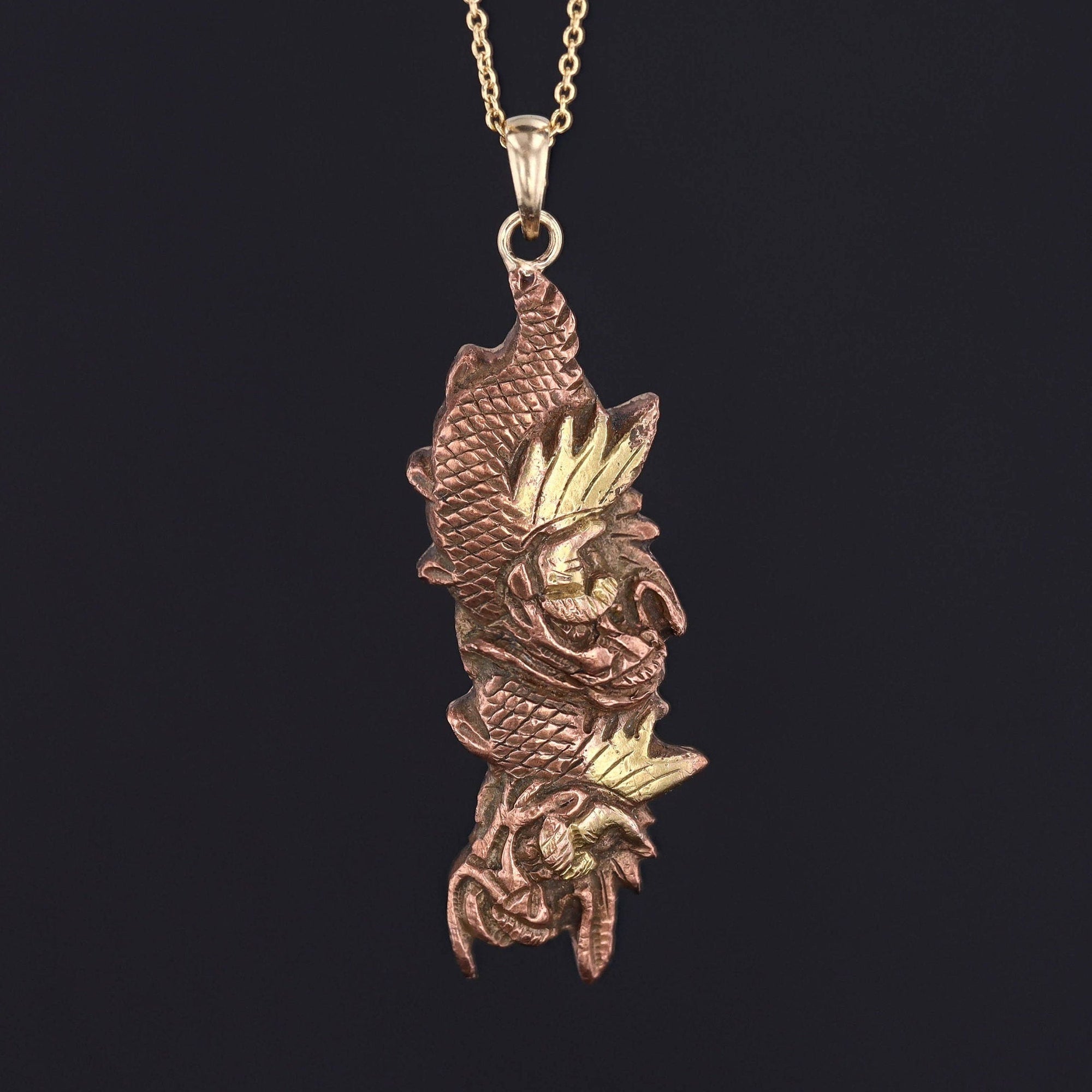 Antique Shakudo Dragon Conversion Pendant