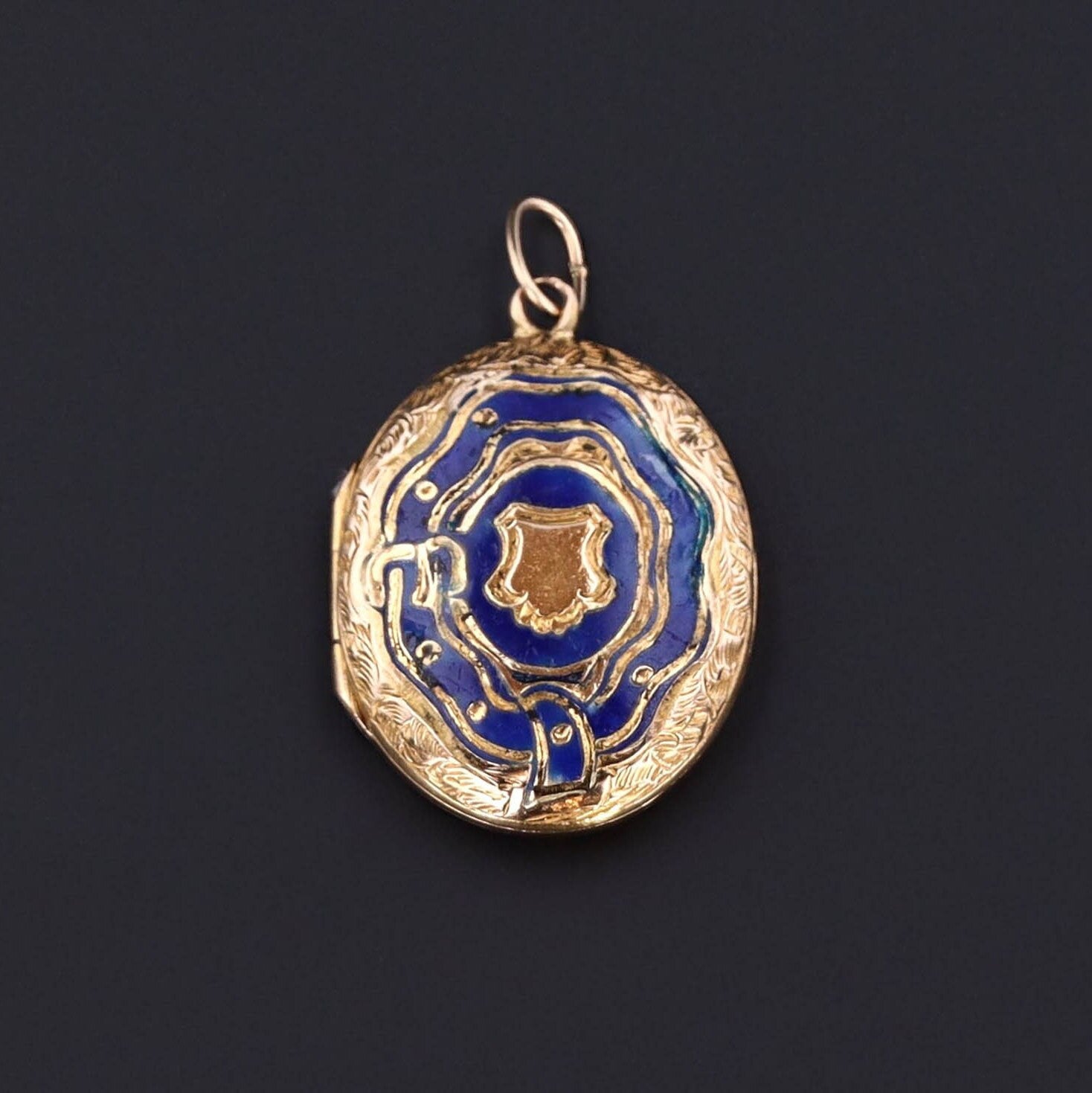 Antique Enamel Locket of 14k Gold