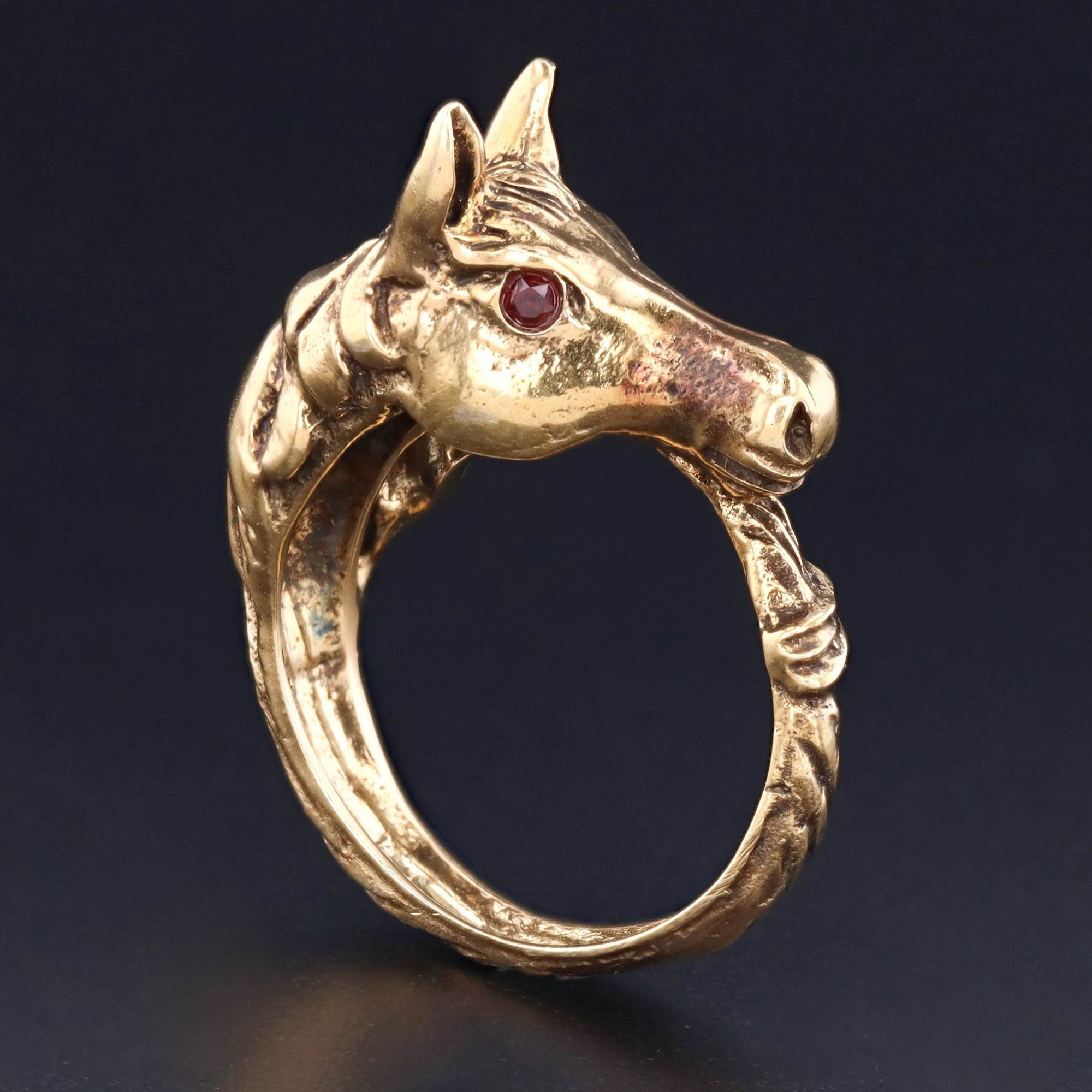 Vintage Horse Wrap Around Ring of 14k Gold