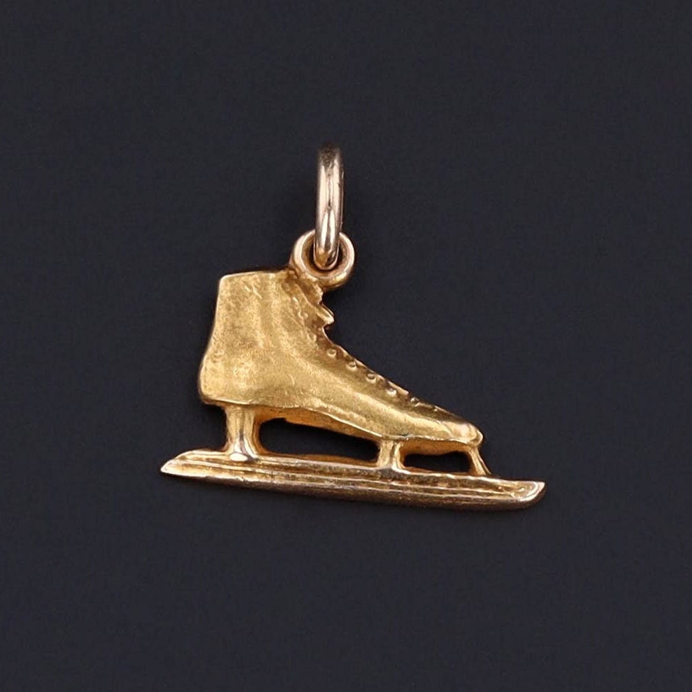 Vintage Ice Skate Charm of 14k Gold